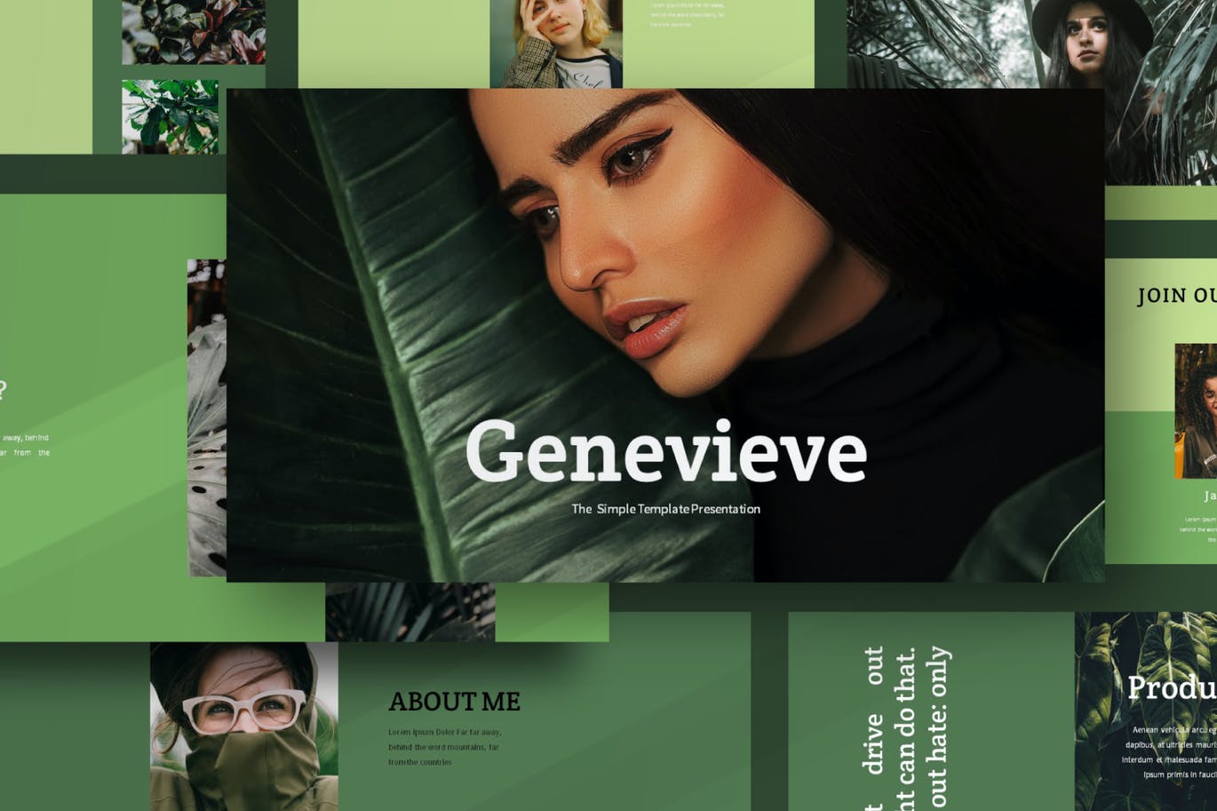 绿色系品牌策划提报图文排版设计PPT模板素材 Genevieve Powerpoint Template_img_2