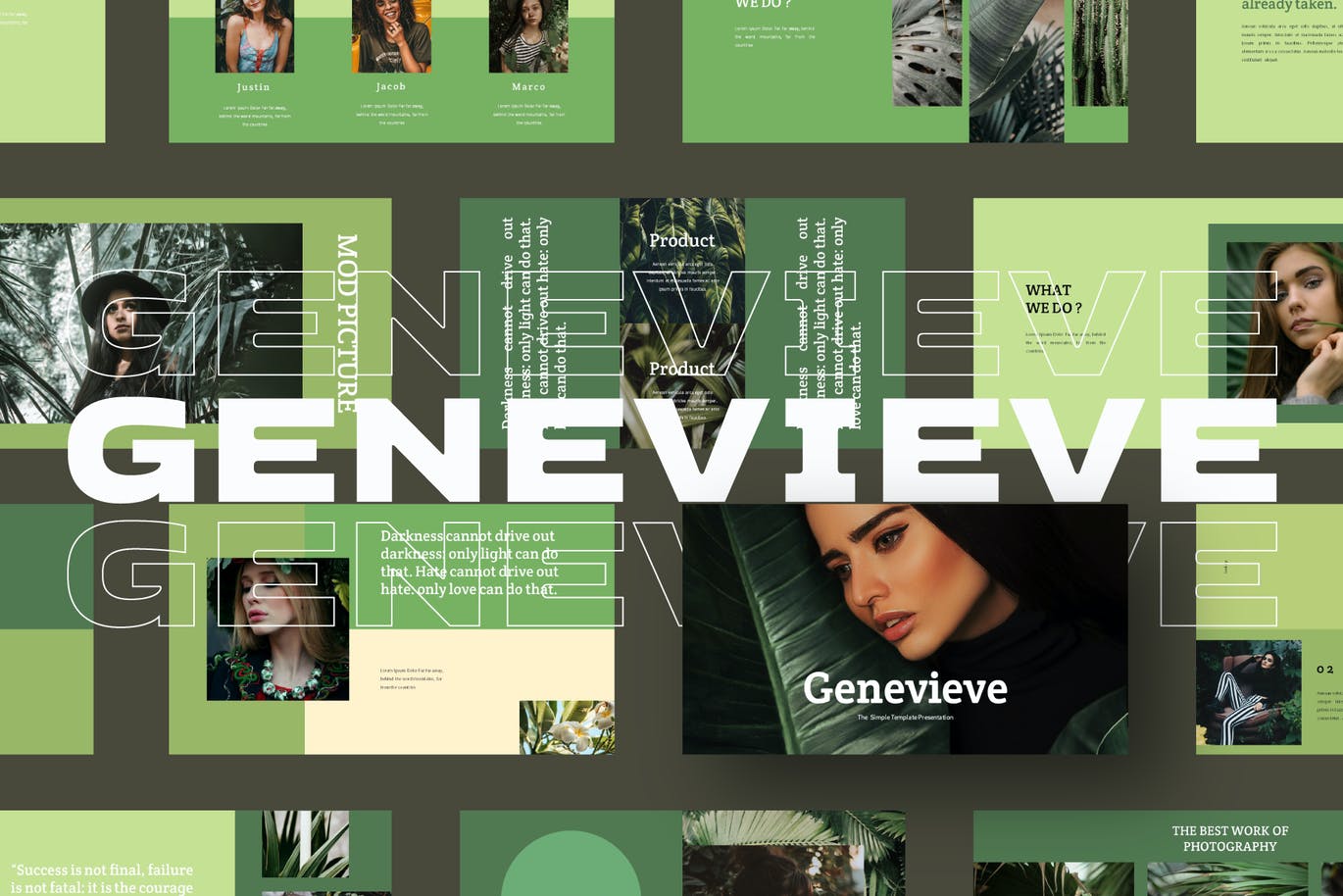 绿色系品牌策划提报图文排版设计PPT模板素材 Genevieve Powerpoint Template_img_2