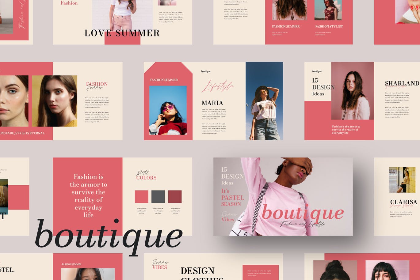 精美粉色女装品牌策划提案演示文稿设计模板 Boutique Powerpoint Template_img_2