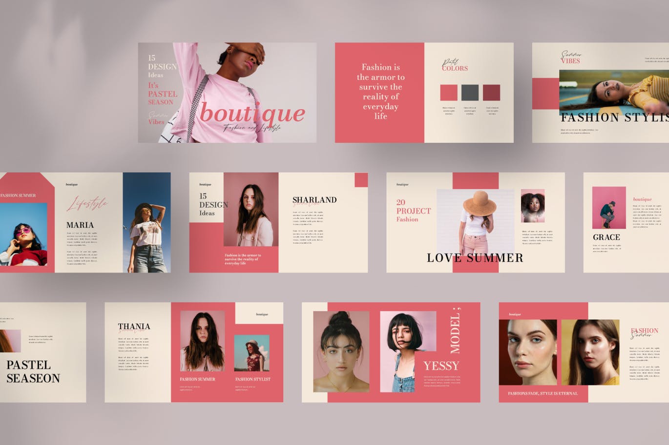 精美粉色女装品牌策划提案演示文稿设计模板 Boutique Powerpoint Template_img_2