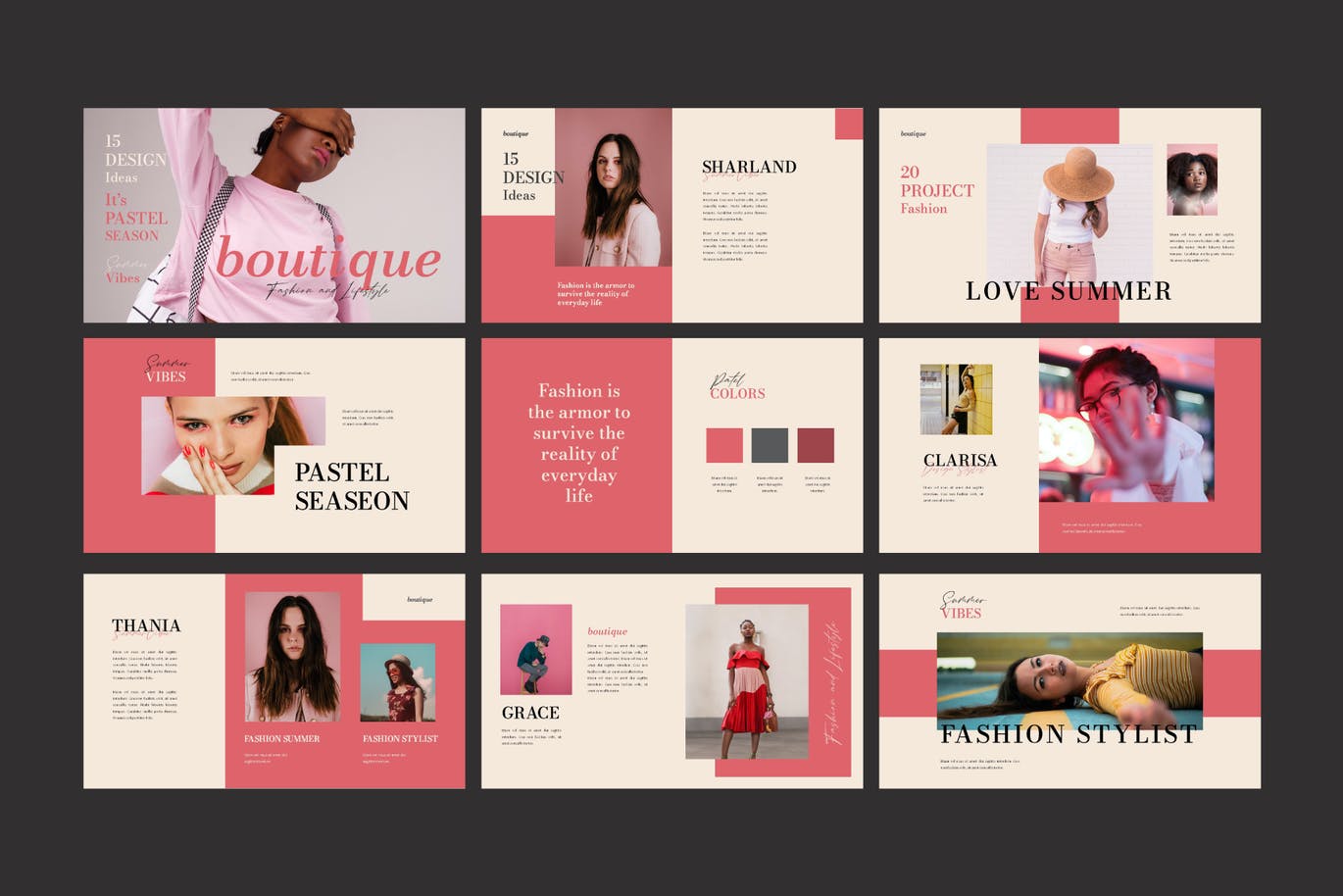 精美粉色女装品牌策划提案演示文稿设计模板 Boutique Powerpoint Template_img_2