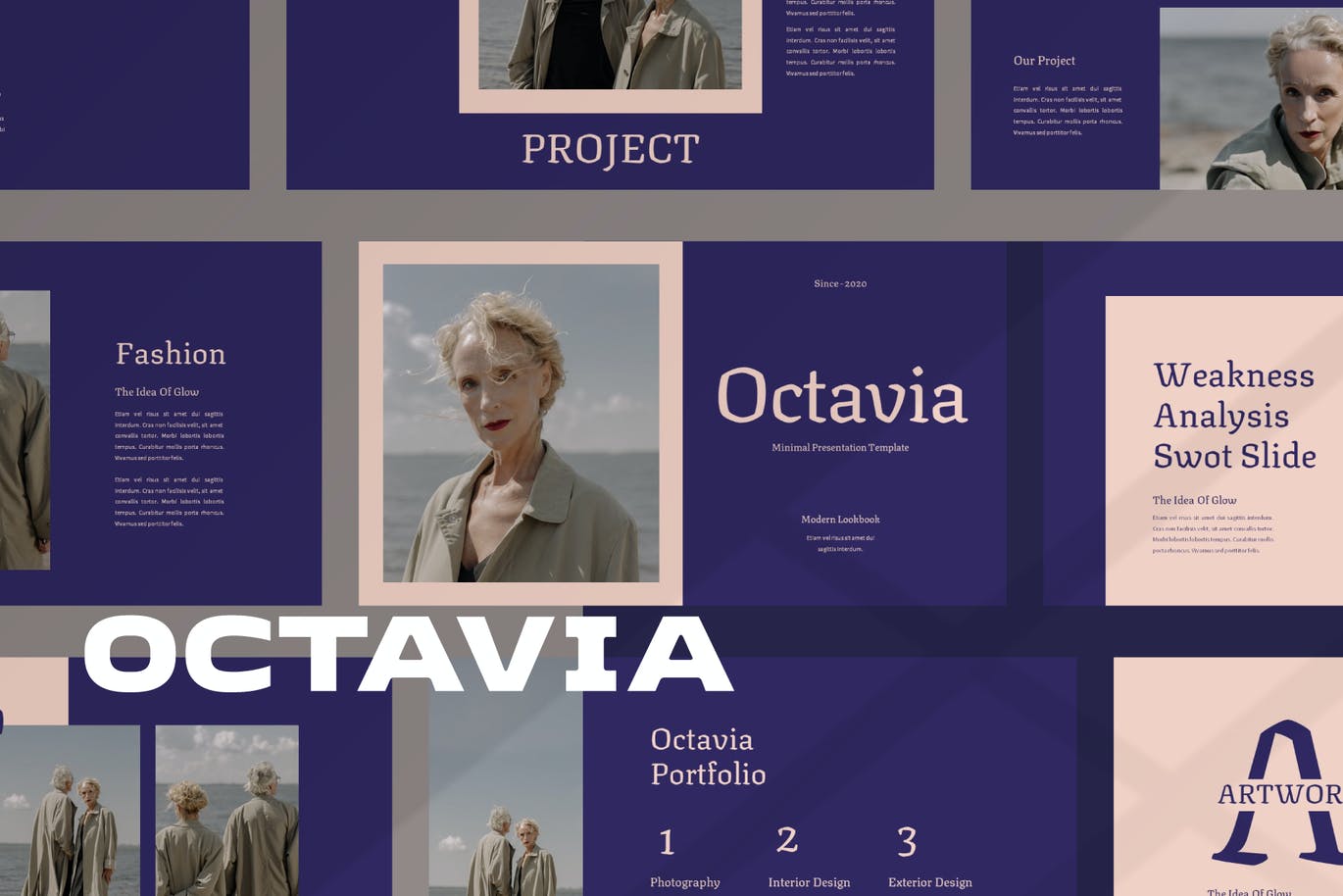 时尚摄影作品集图文排版演示文稿设计模板 Octavia Powerpoint Template_img_2