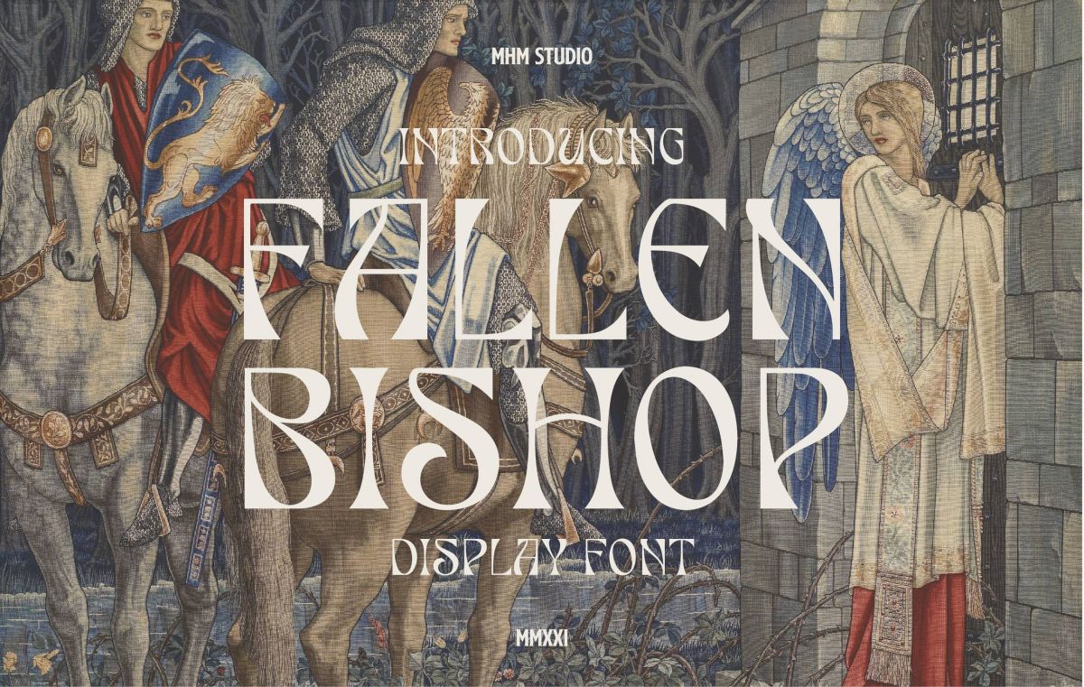 潮流复古标题徽标Logo设计英文字体下载 Fallen Bishop Font_img_3