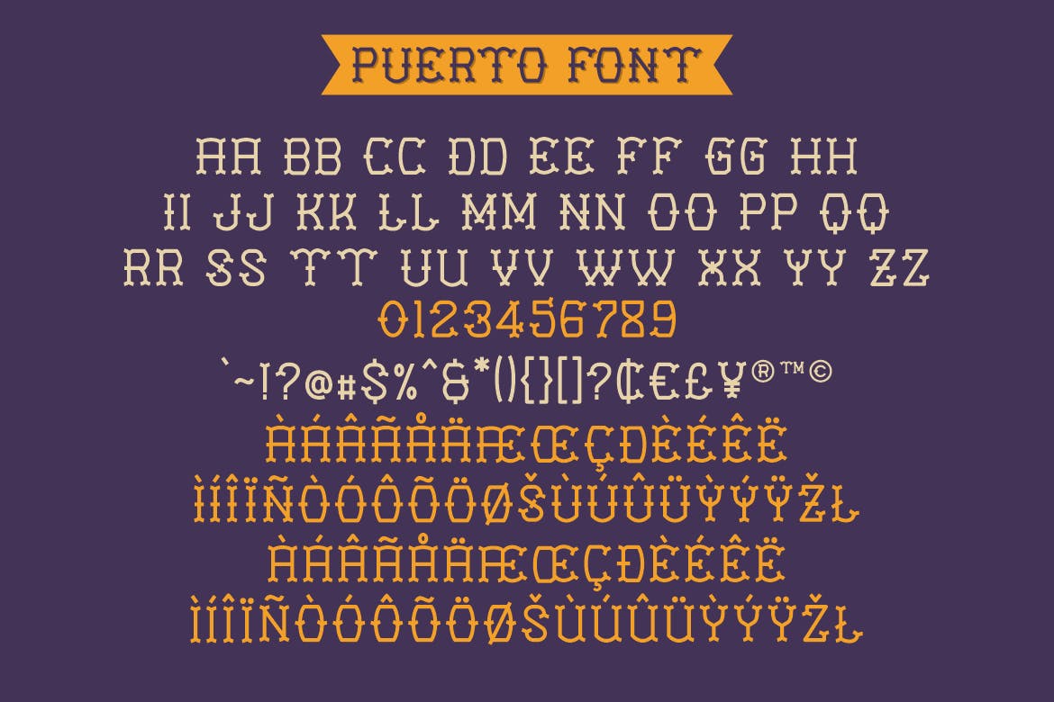 现代复古海报标题品牌徽标Logo纹身艺术英文字体素材 Puerto Playful Tattoo Font_img_2