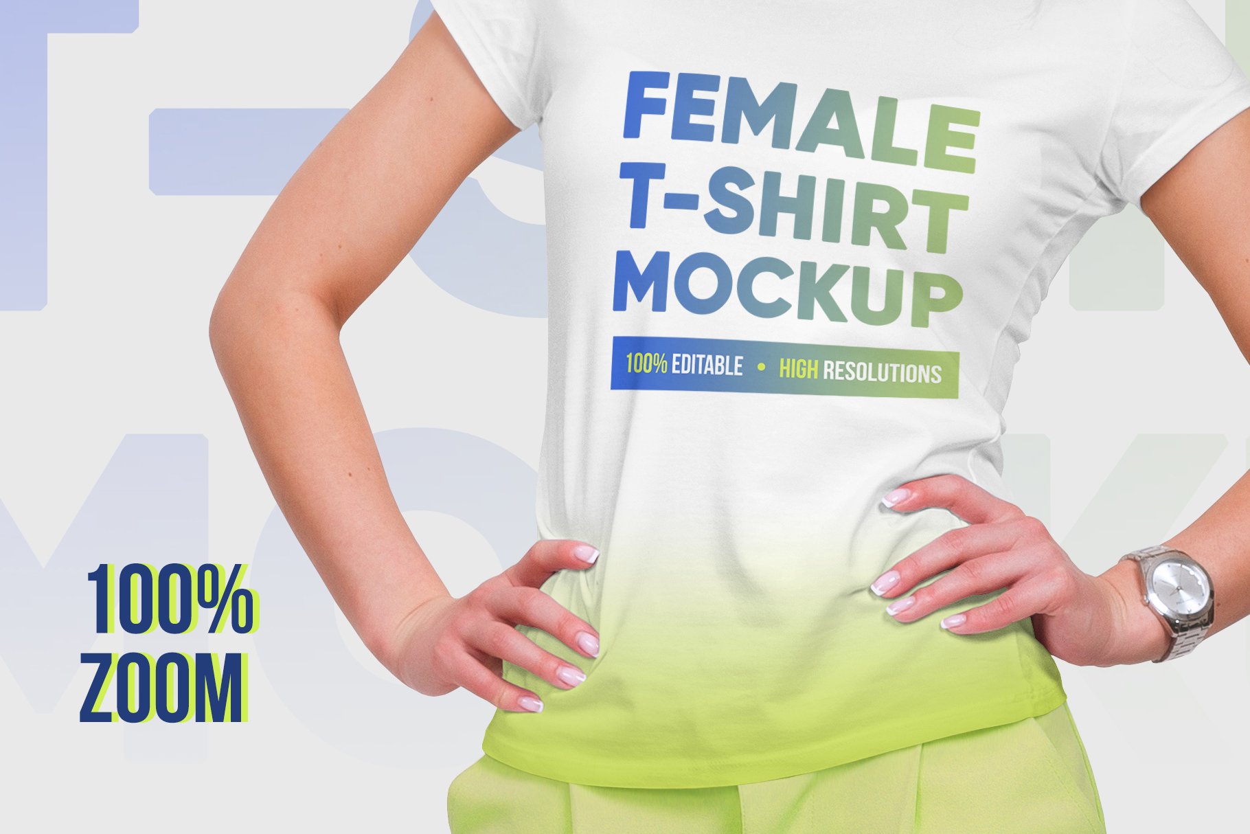 12款女士半袖T恤印花图案设计PS智能贴图样机 Female T-Shirt Mockups Vol 4 Part 2_img_2