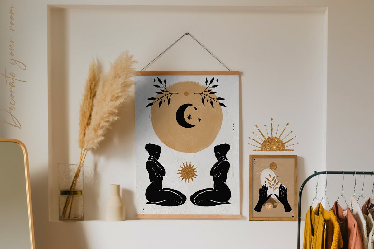 时尚优雅女性天体剪贴画PNG透明图片设计素材 Feminine Celestial Clipart Set_img_2