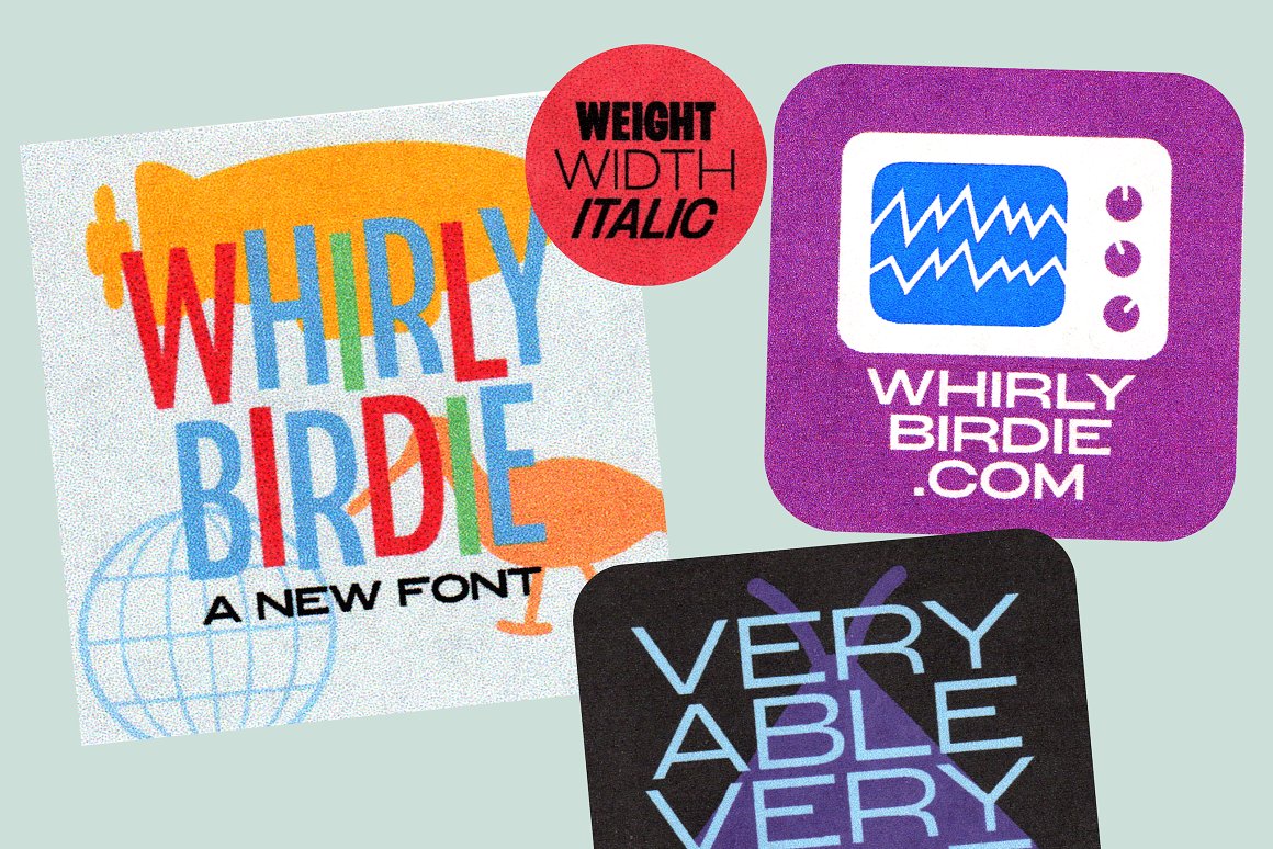 现代复古海报画册杂志Logo标题无衬线英文字体素材 Whirly Birdie Variable Font_img_2