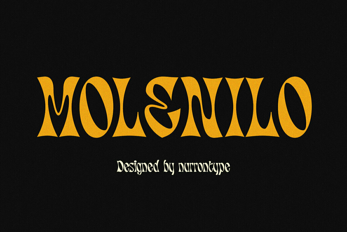 潮流复古酸性艺术海报杂志Logo标题英文字体设计素材 Molenilo Font_img_2