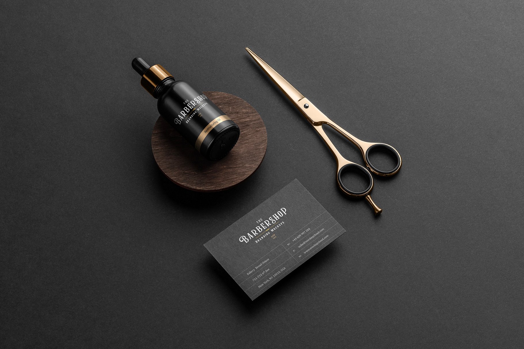 时尚复古理发店美容美发品牌VI设计展示PS样机素材 Barbershop Branding Mockups_img_2