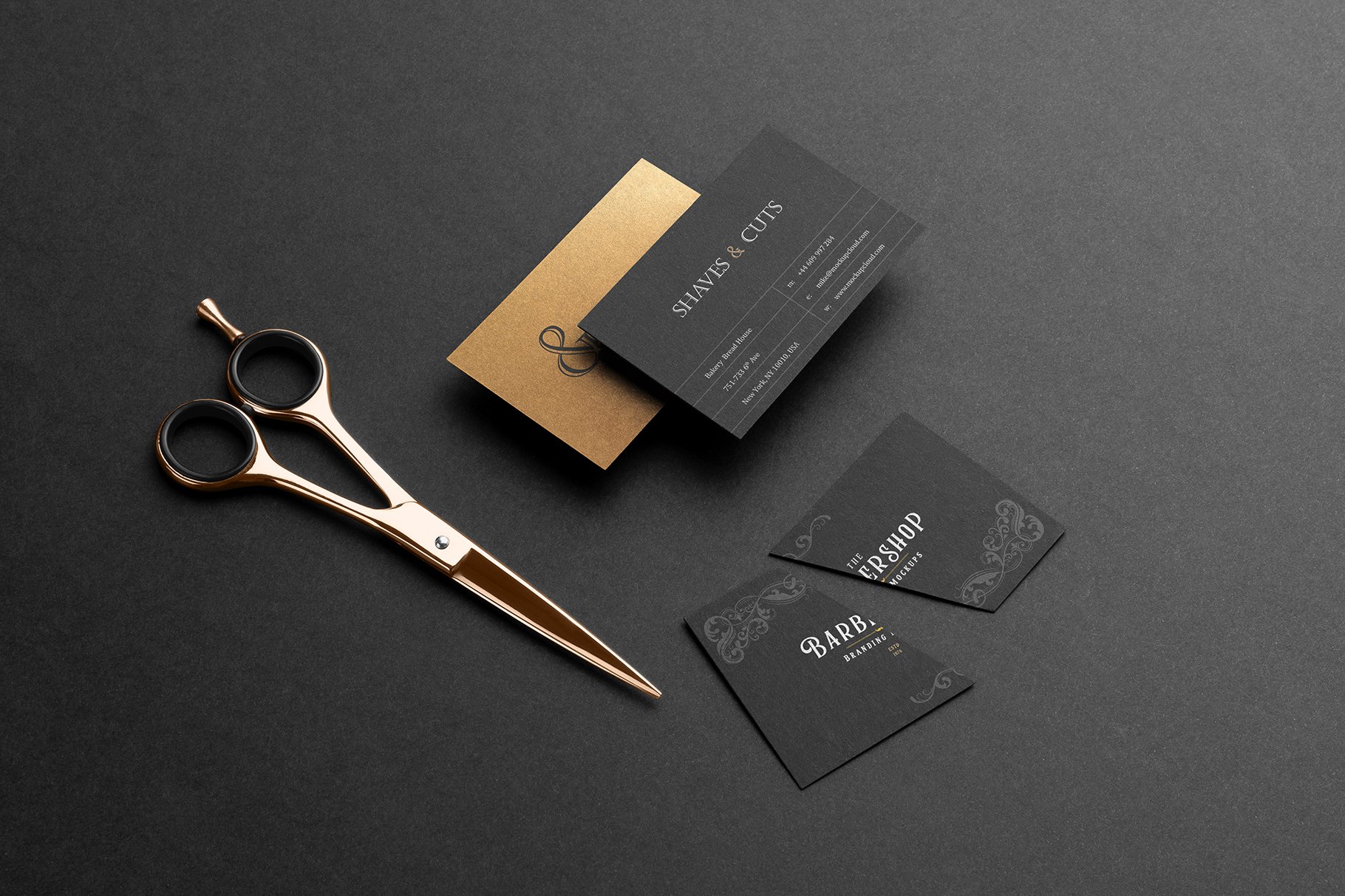 时尚复古理发店美容美发品牌VI设计展示PS样机素材 Barbershop Branding Mockups_img_2