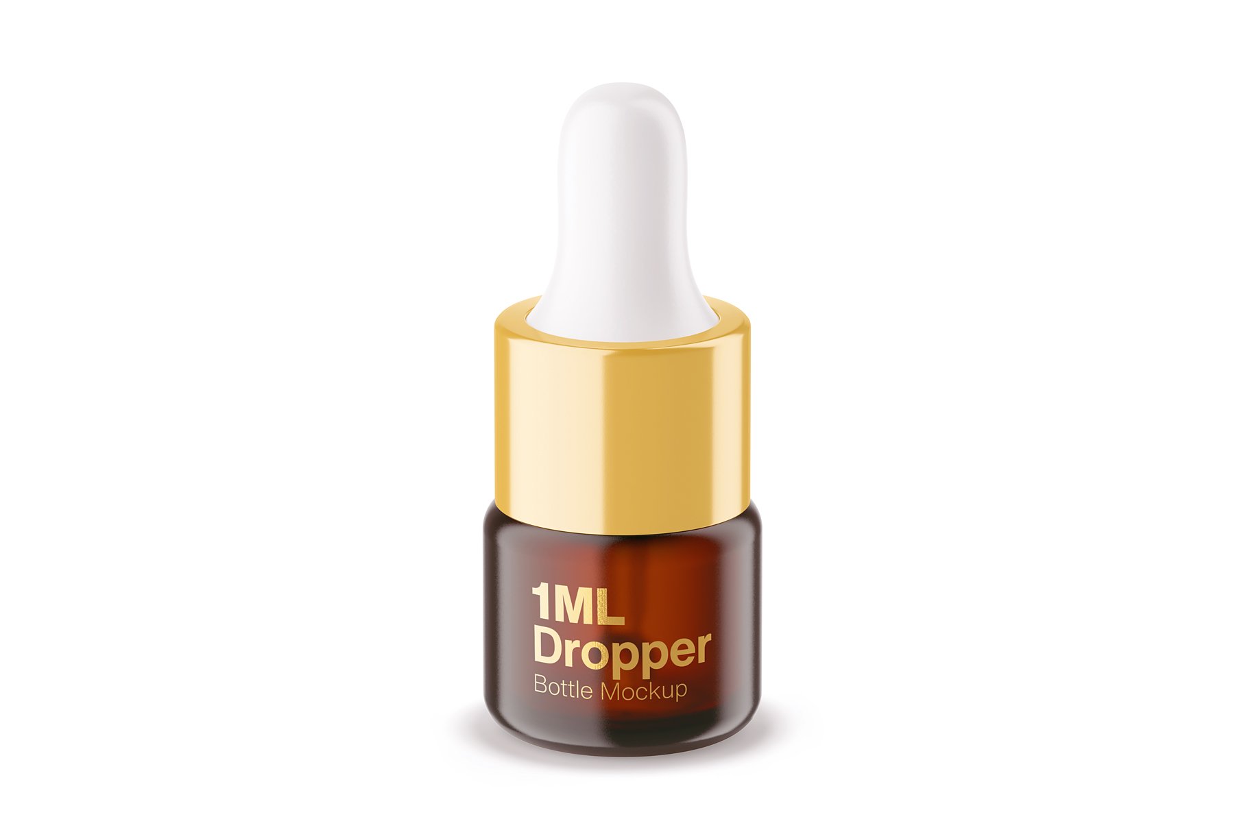 14款化妆品医疗琥珀色玻璃滴管瓶标签设计贴图样机 1ml Amber Dropper Bottle Mockup_img_2