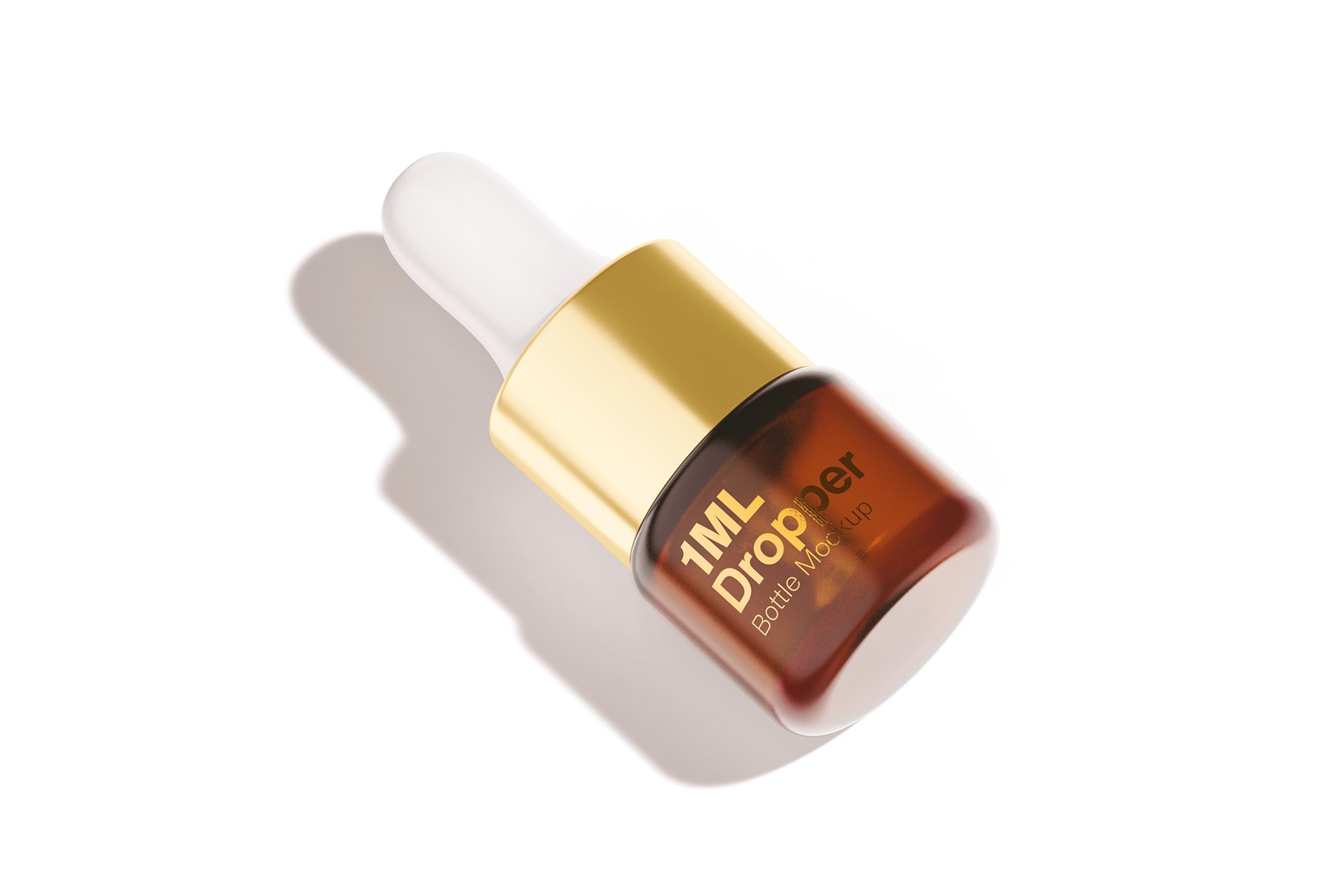 14款化妆品医疗琥珀色玻璃滴管瓶标签设计贴图样机 1ml Amber Dropper Bottle Mockup_img_2