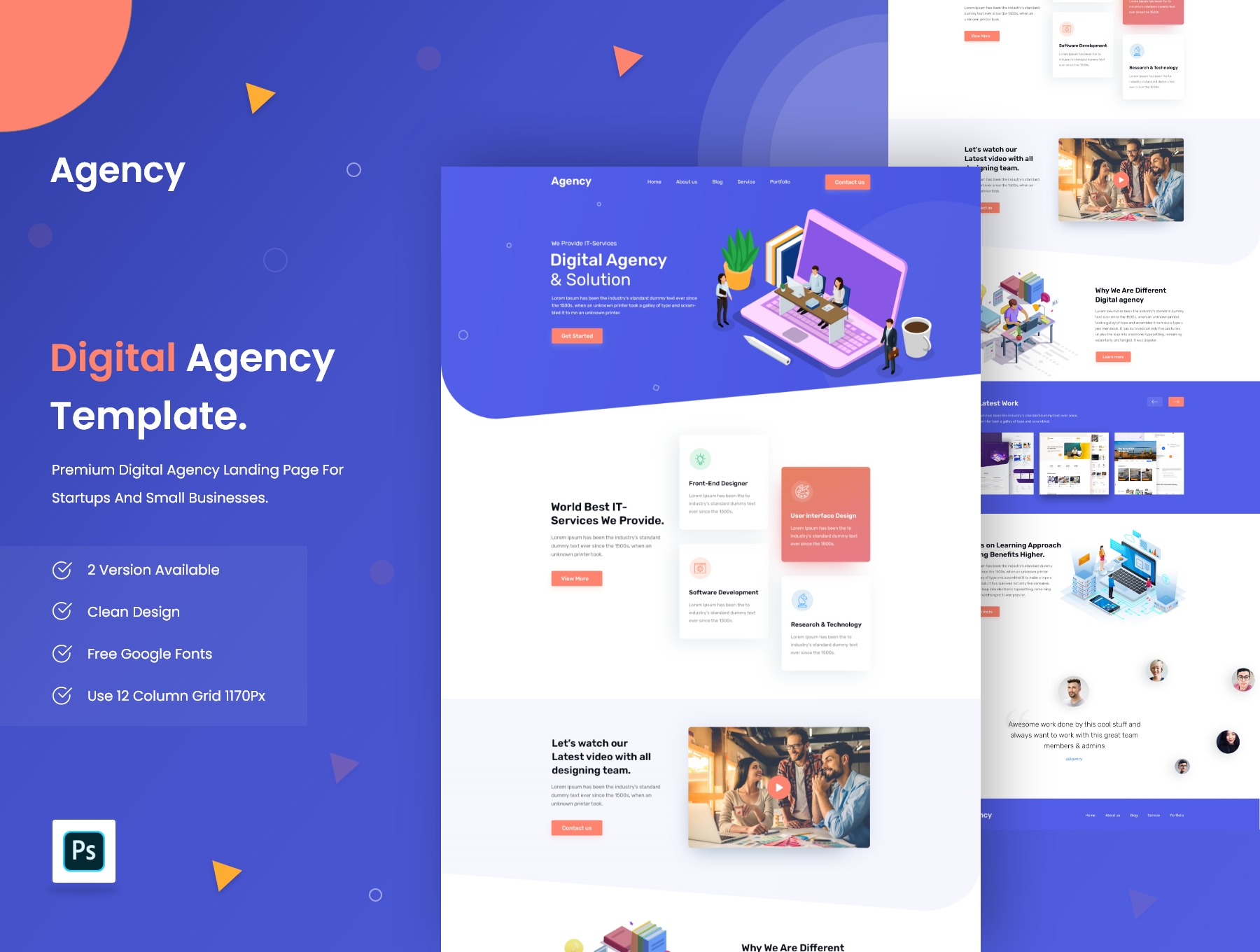 时尚企业官网登录页界面设计XD模板素材 Digital Agency Template_img_2