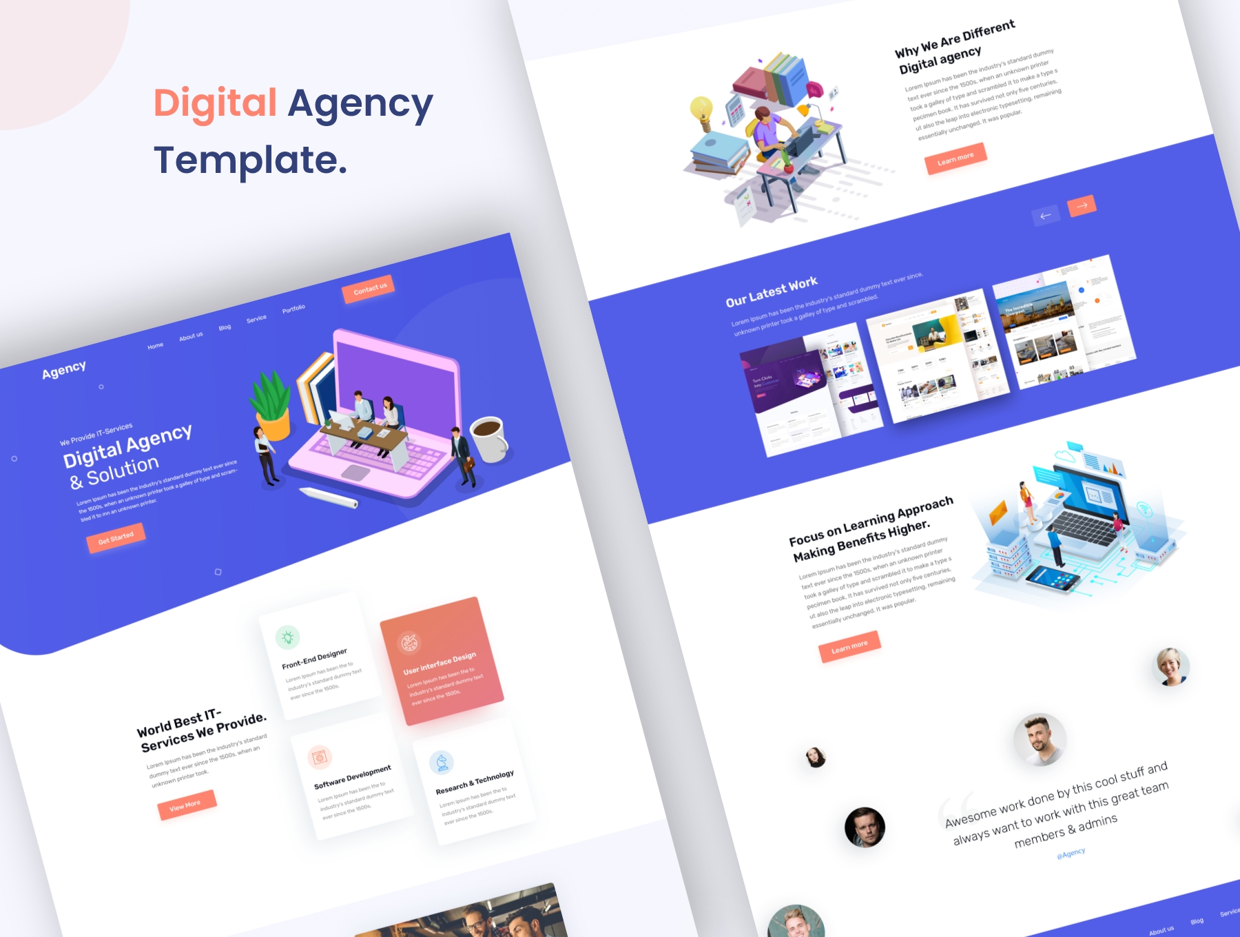 时尚企业官网登录页界面设计XD模板素材 Digital Agency Template_img_2