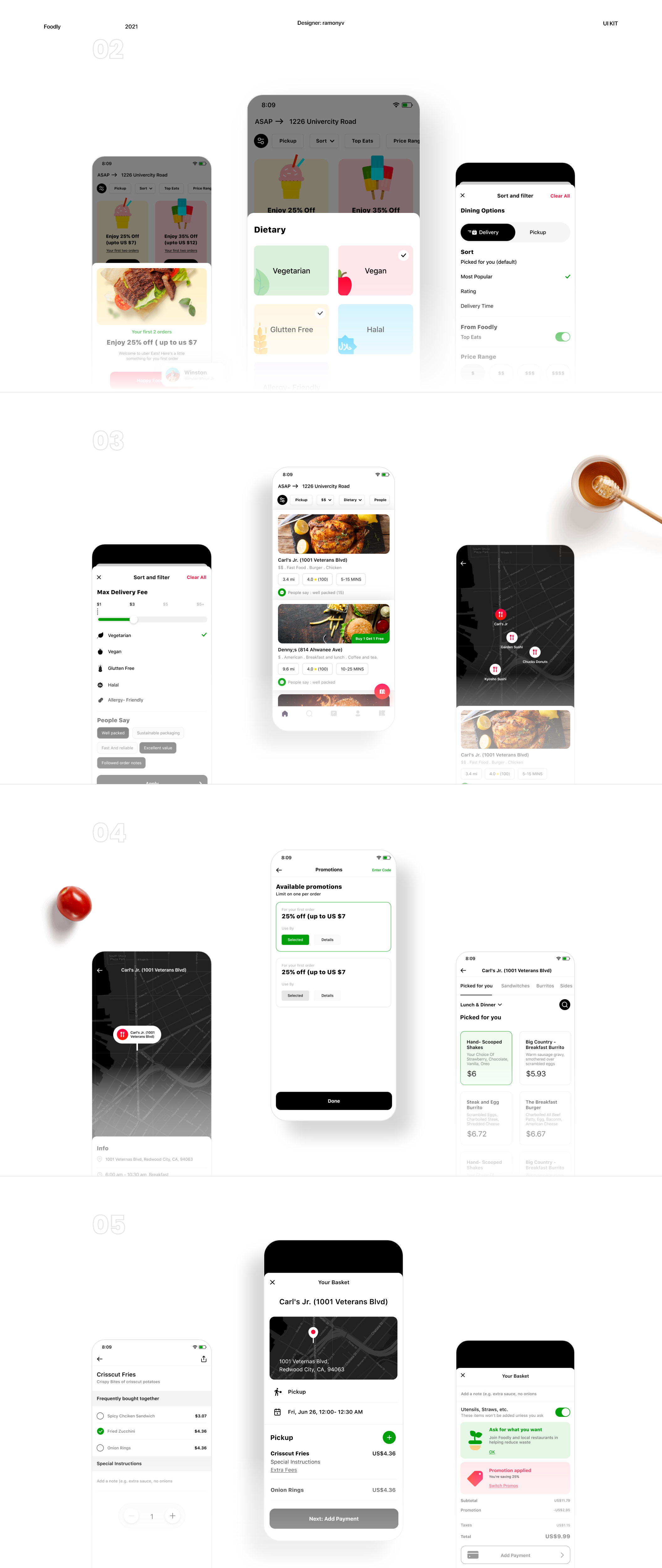 时尚美食食品外卖APP应用程序UI界面设计套件 Food Delivery App UI Kit_img_2