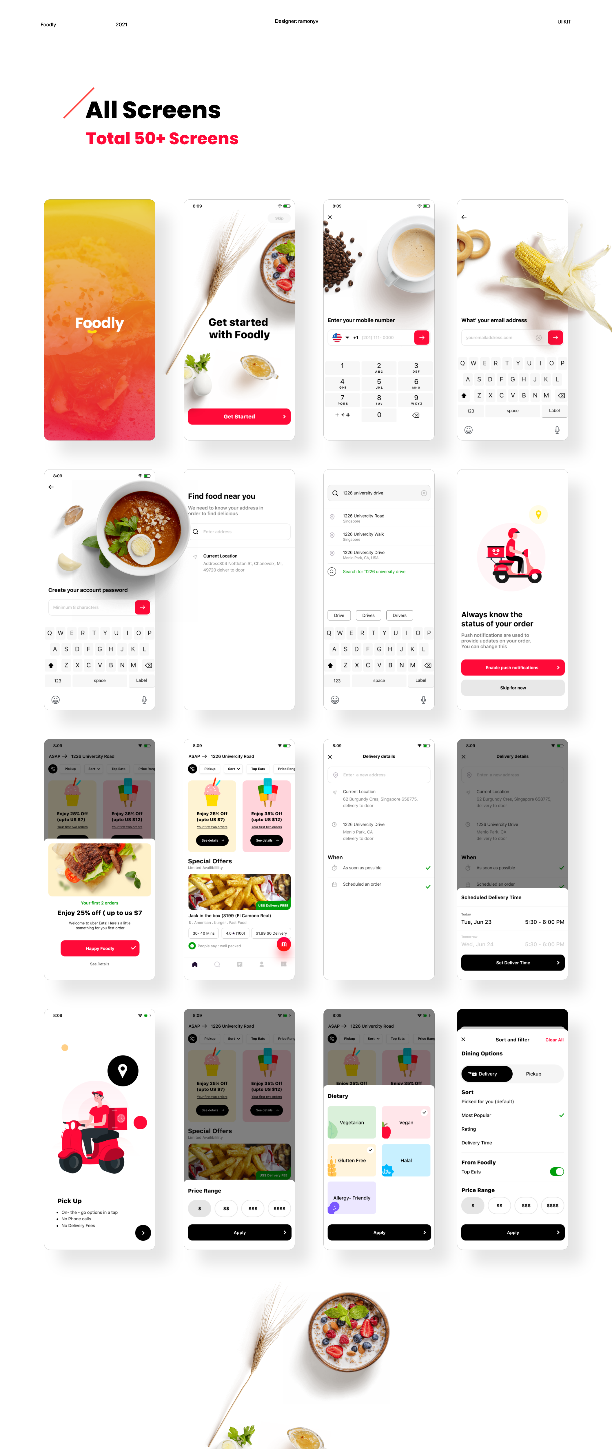 时尚美食食品外卖APP应用程序UI界面设计套件 Food Delivery App UI Kit_img_2