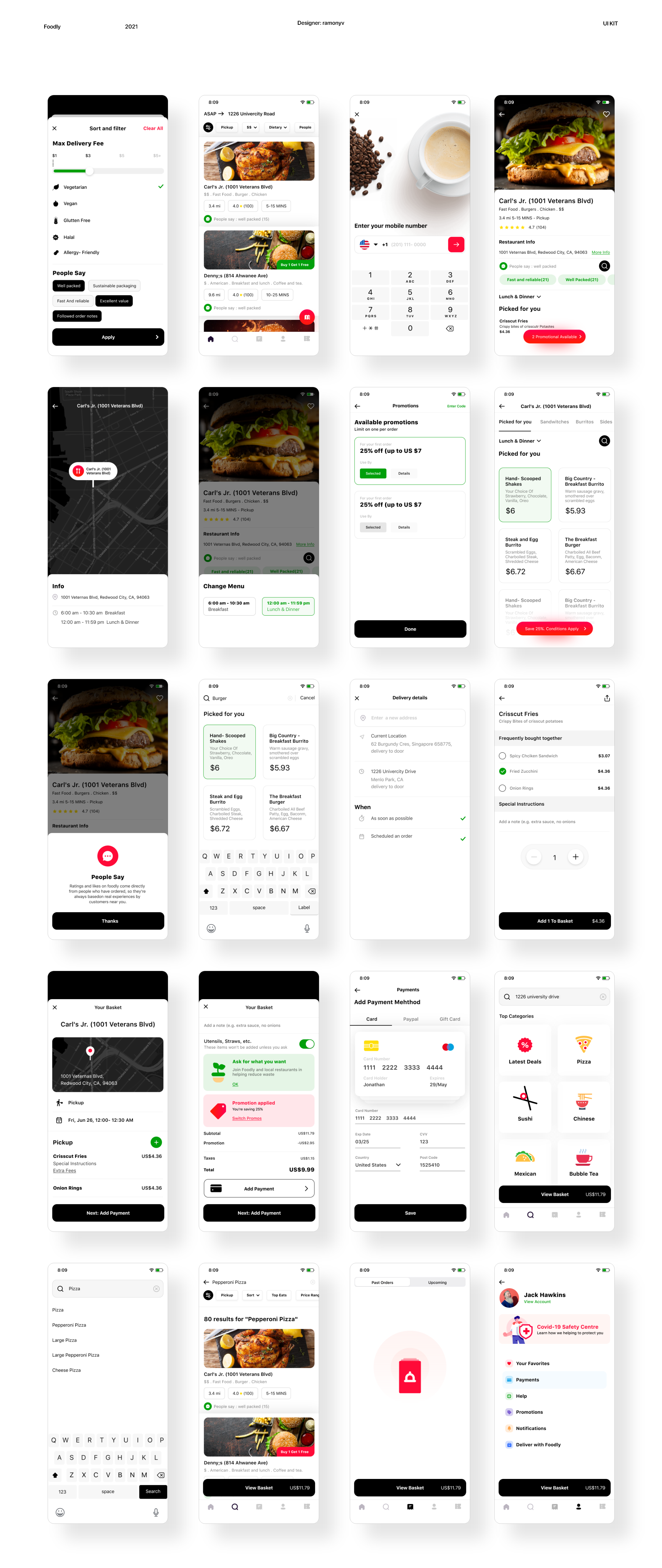 时尚美食食品外卖APP应用程序UI界面设计套件 Food Delivery App UI Kit_img_2