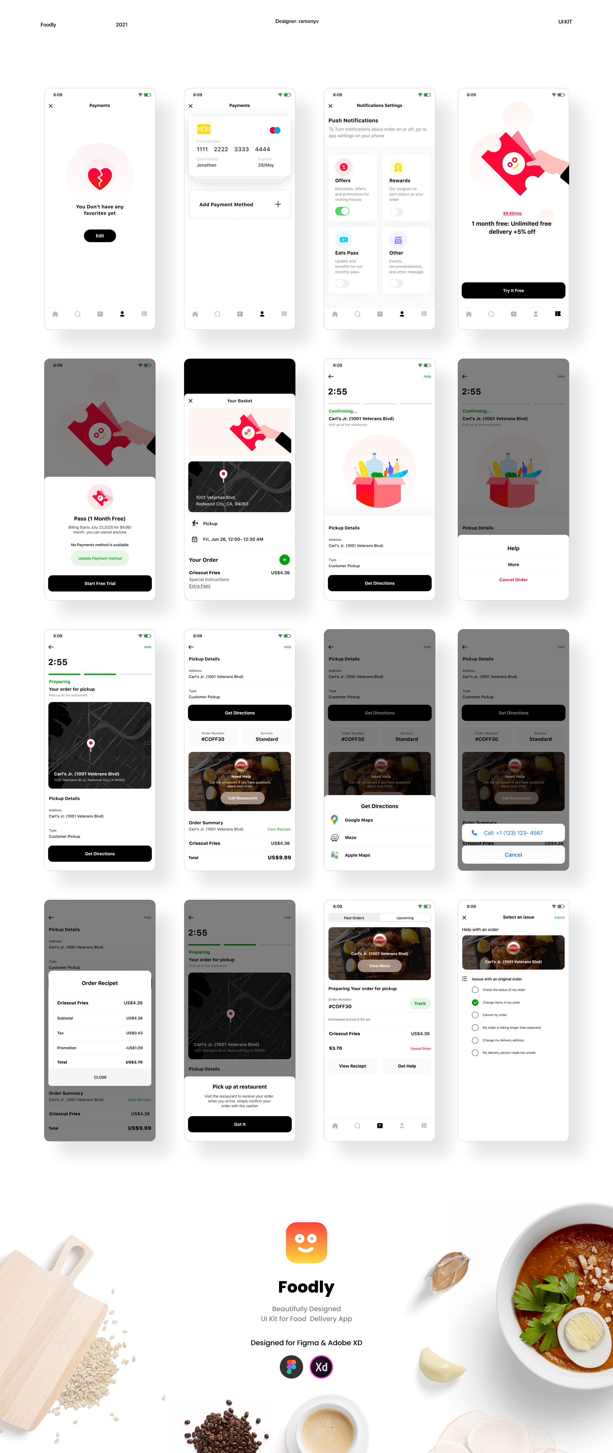 时尚美食食品外卖APP应用程序UI界面设计套件 Food Delivery App UI Kit_img_2