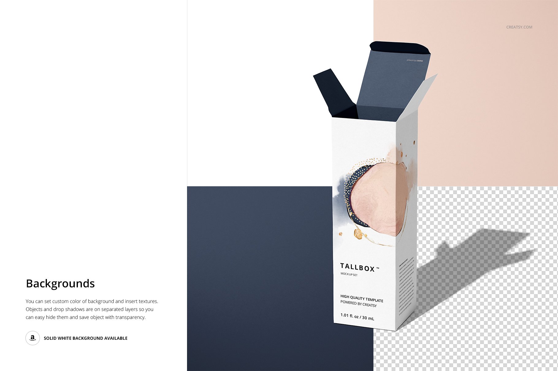 极简方形产品包装纸盒设计PS智能贴图样机合集 Tall Box Mockup Set_img_2