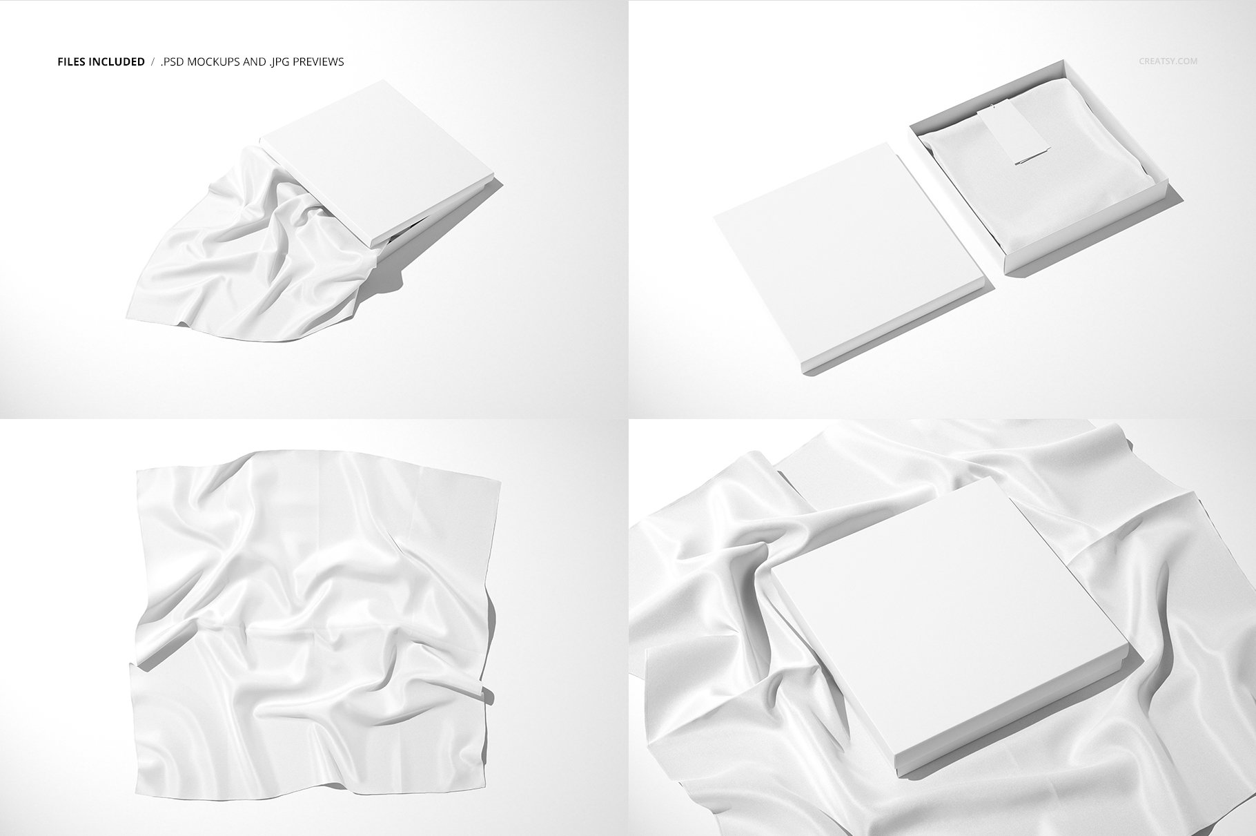 时尚真丝丝绸围巾印花图案设计展示样机 Silk Scarf Box Mockup Set 07/FFv.12_img_2