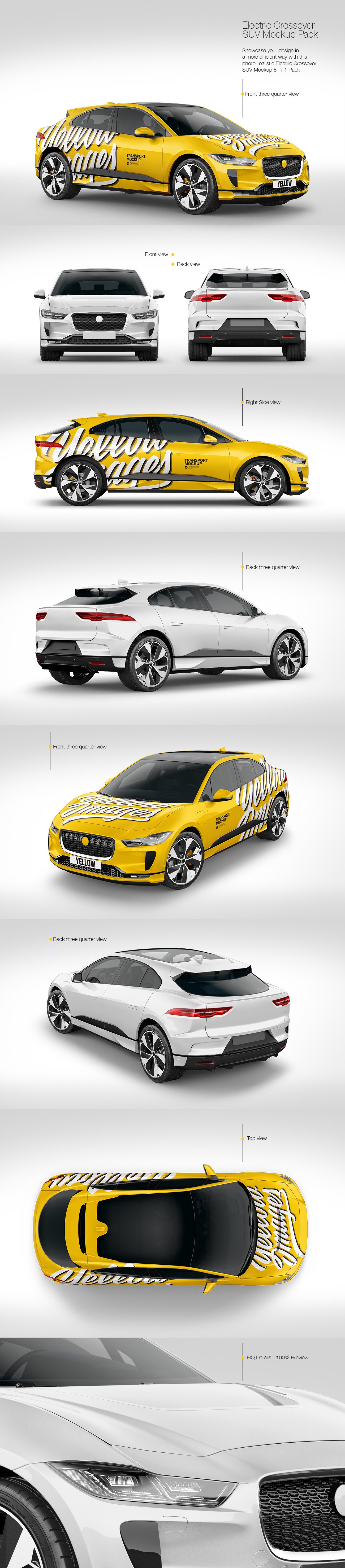 8款两厢小跑车车身广告设计样机素材 Electric Crossover SUV Mockup Pack_img_2