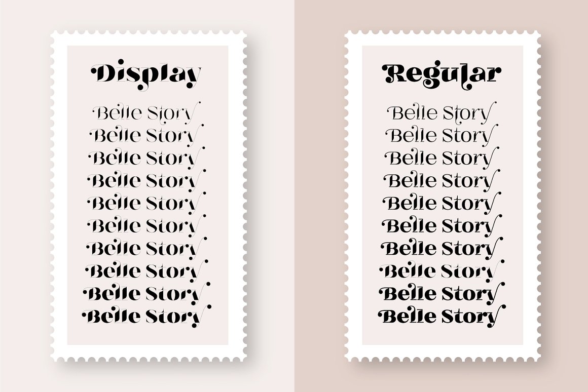 时尚优雅现代复古品牌海报画册标题英文字体设计素材 Belle Story - Beauty Serif Family_img_2