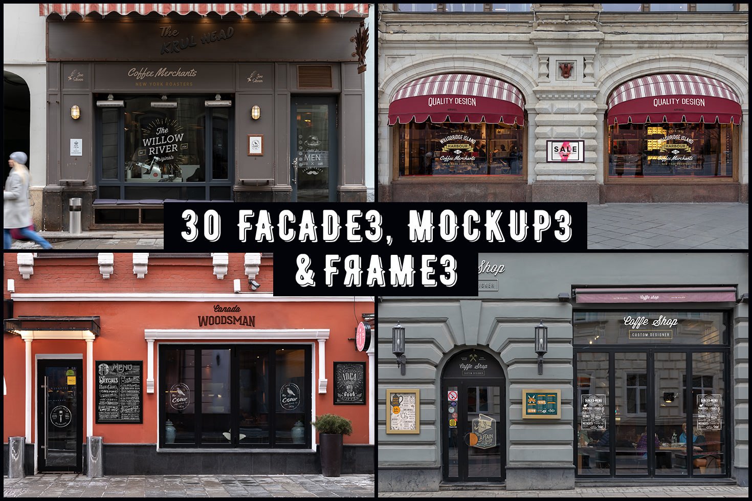 60款时尚城市街头店铺招牌标牌标志Logo设计展示样机模板 60 Signs Facades And Frames Mockups_img_2