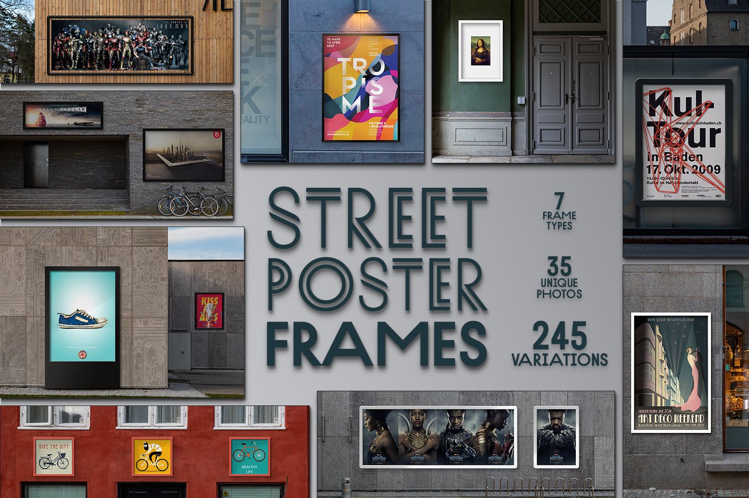 35款城市街道灯箱海报广告牌框架设计展示样机 Street Poster Frames - 35 Mockups_img_2