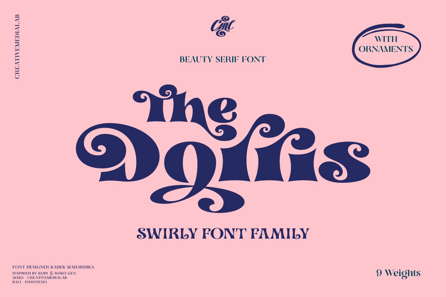 时尚优雅现代复古品牌海报画册标题英文字体设计素材 Dorris - Swirly font family_img_2