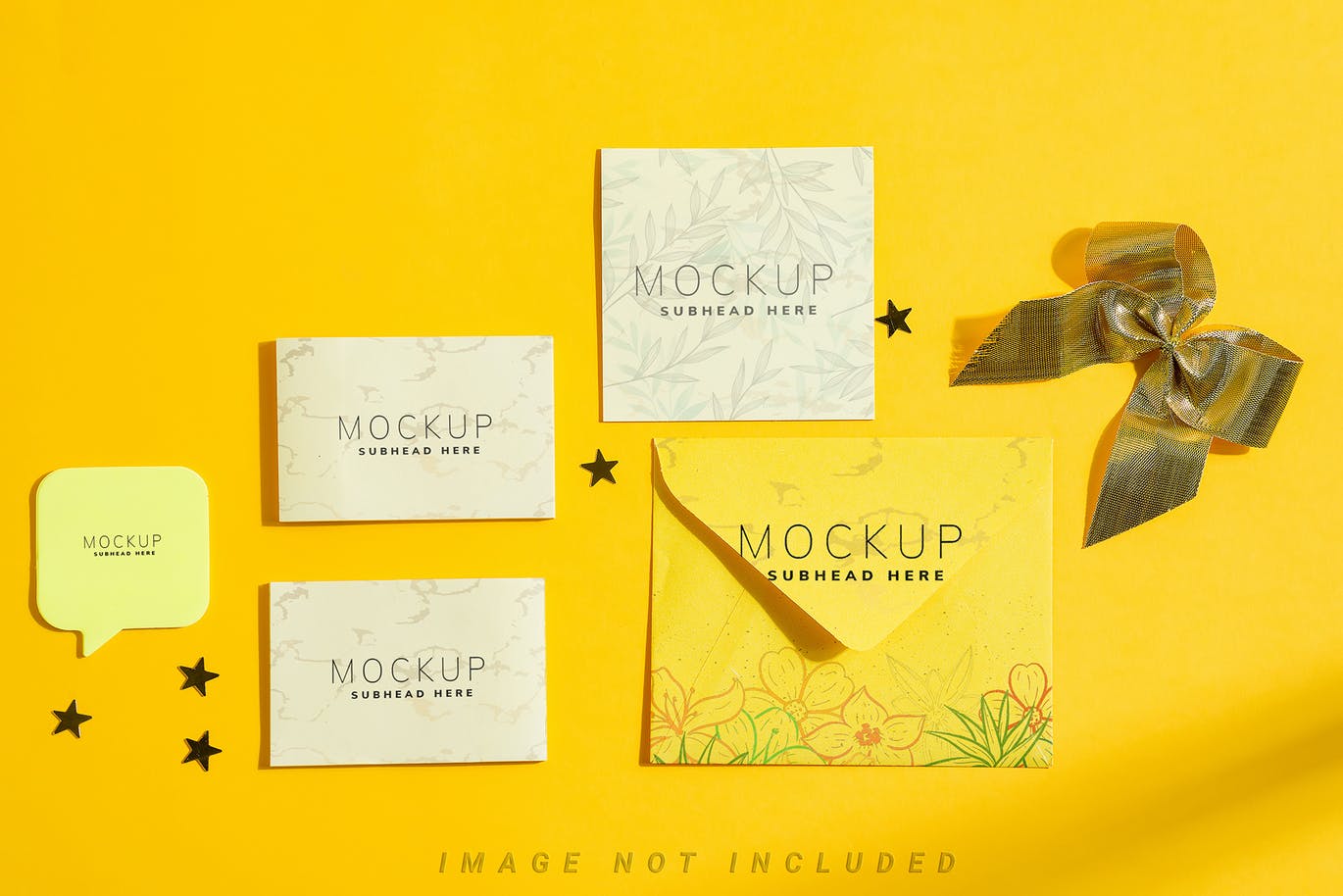 12款黄色背景品牌设计印刷品贴图样机素材 Presentation product Mockup On Yellow_img_2