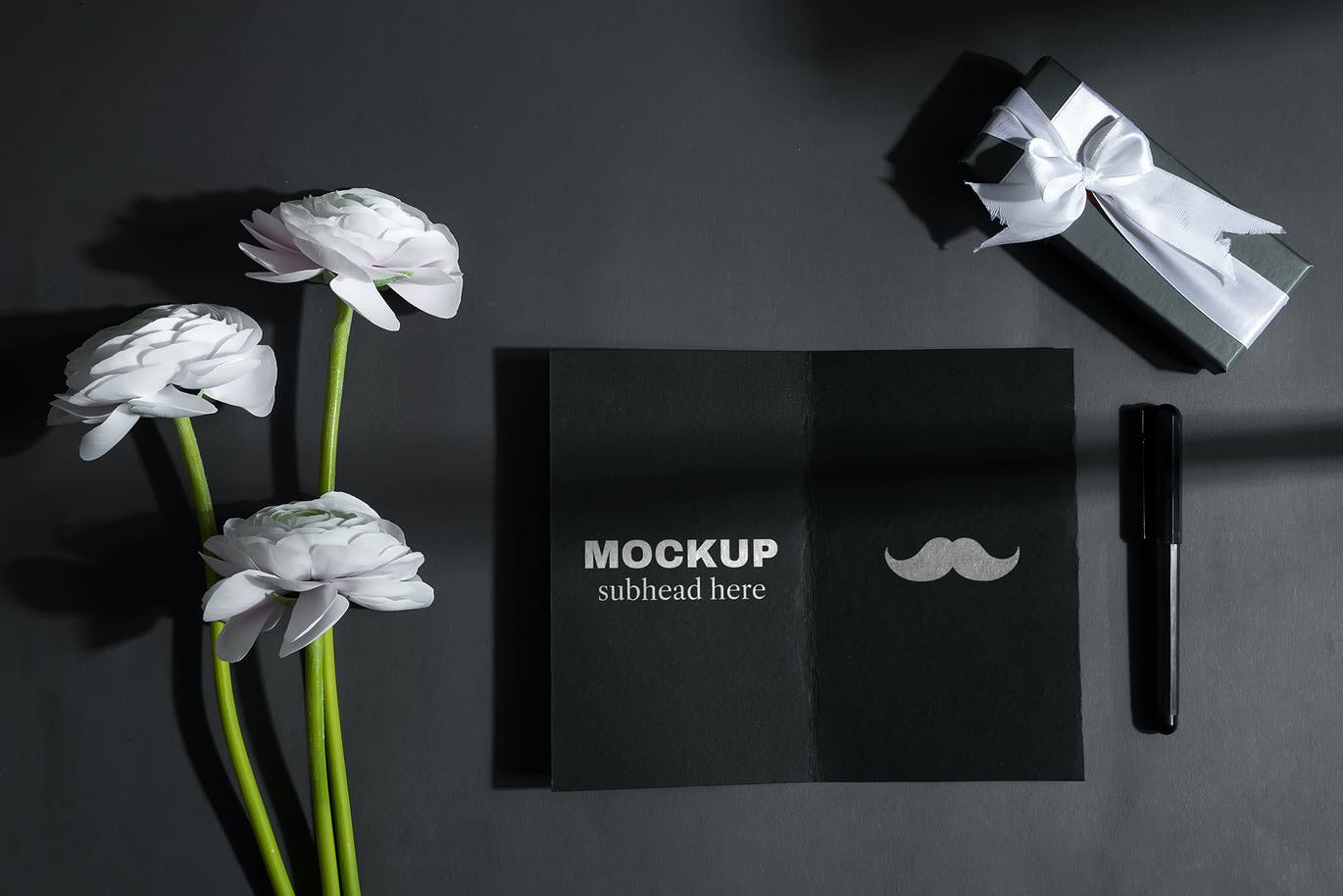 6款高质量黑色办公印刷用品设计展示样机模板 Black Business Stationary Mockups_img_2