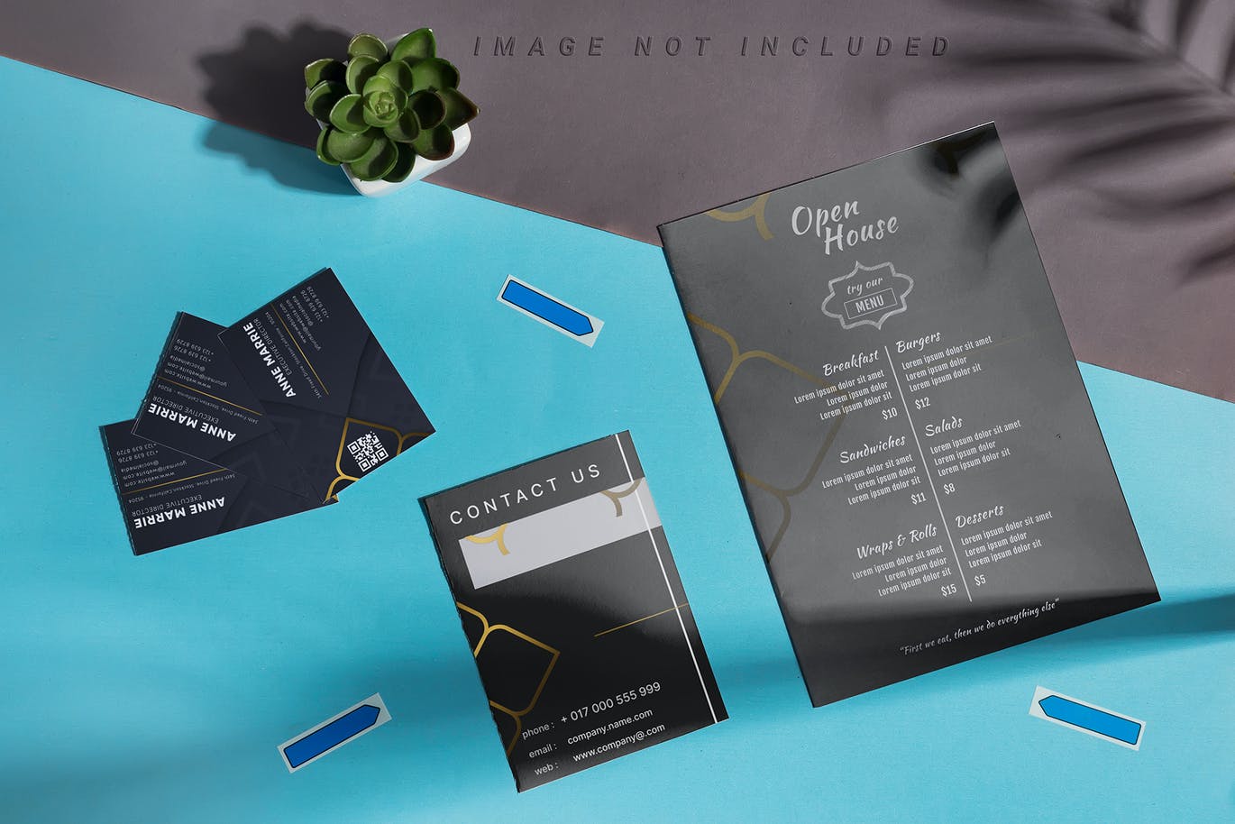 6款高质量黑色办公印刷用品设计展示样机模板 Black Business Stationary Mockups_img_2