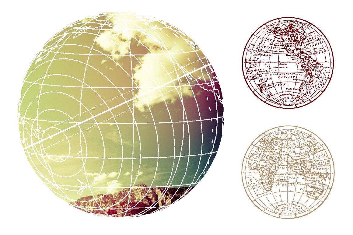 潮流复古做旧世界地图纹理海报设计背景矢量素材 Distressed Vector Maps & Charts_img_2