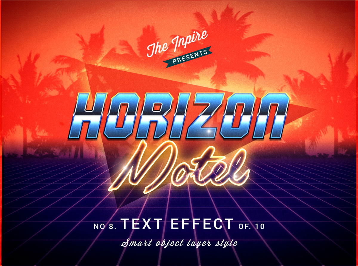 10款复古80年代蒸汽波海报标题Logo设计PS文本样式模板 80s Text Effects Bundle_img_2
