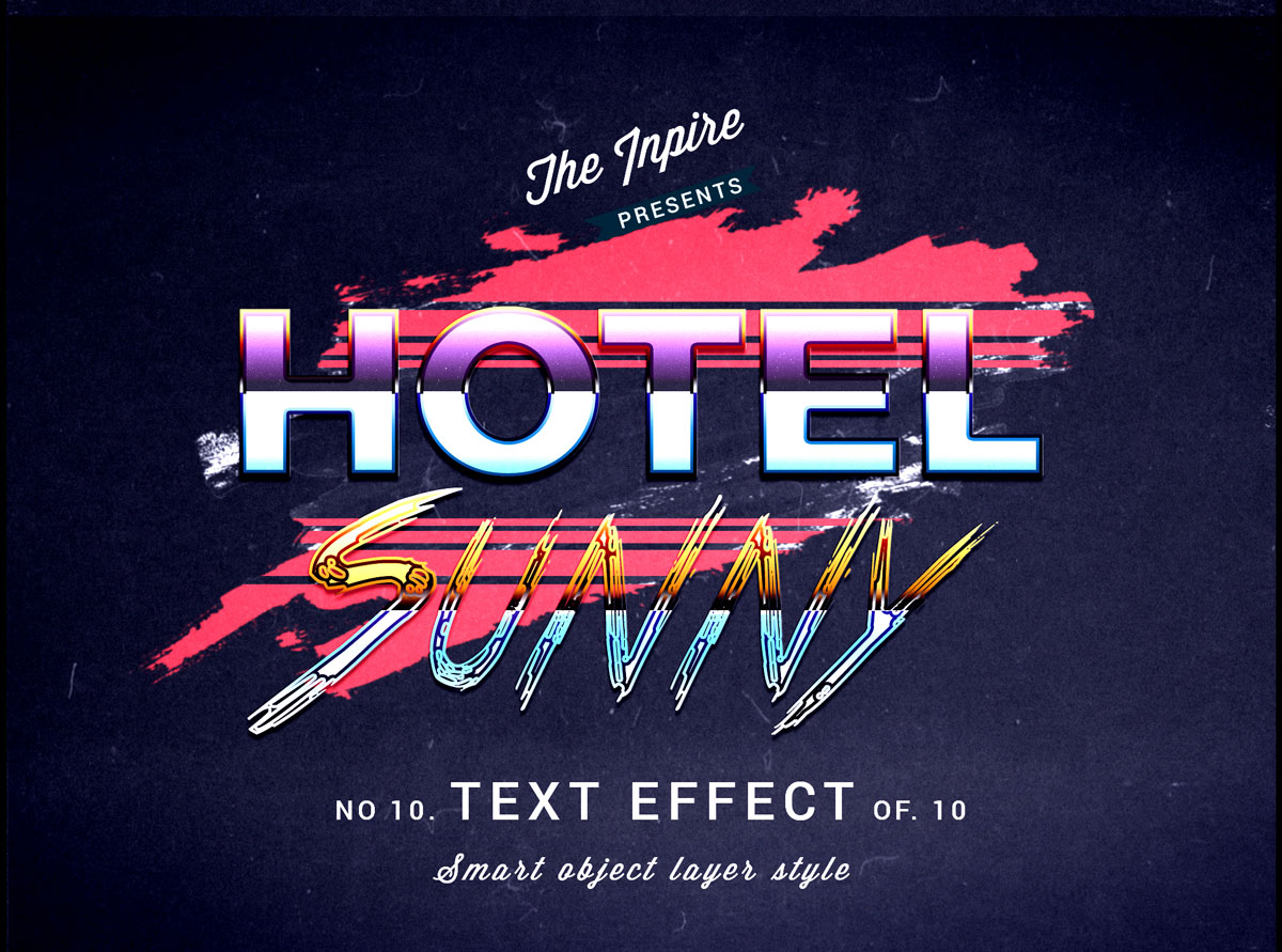 10款复古80年代蒸汽波海报标题Logo设计PS文本样式模板 80s Text Effects Bundle_img_2