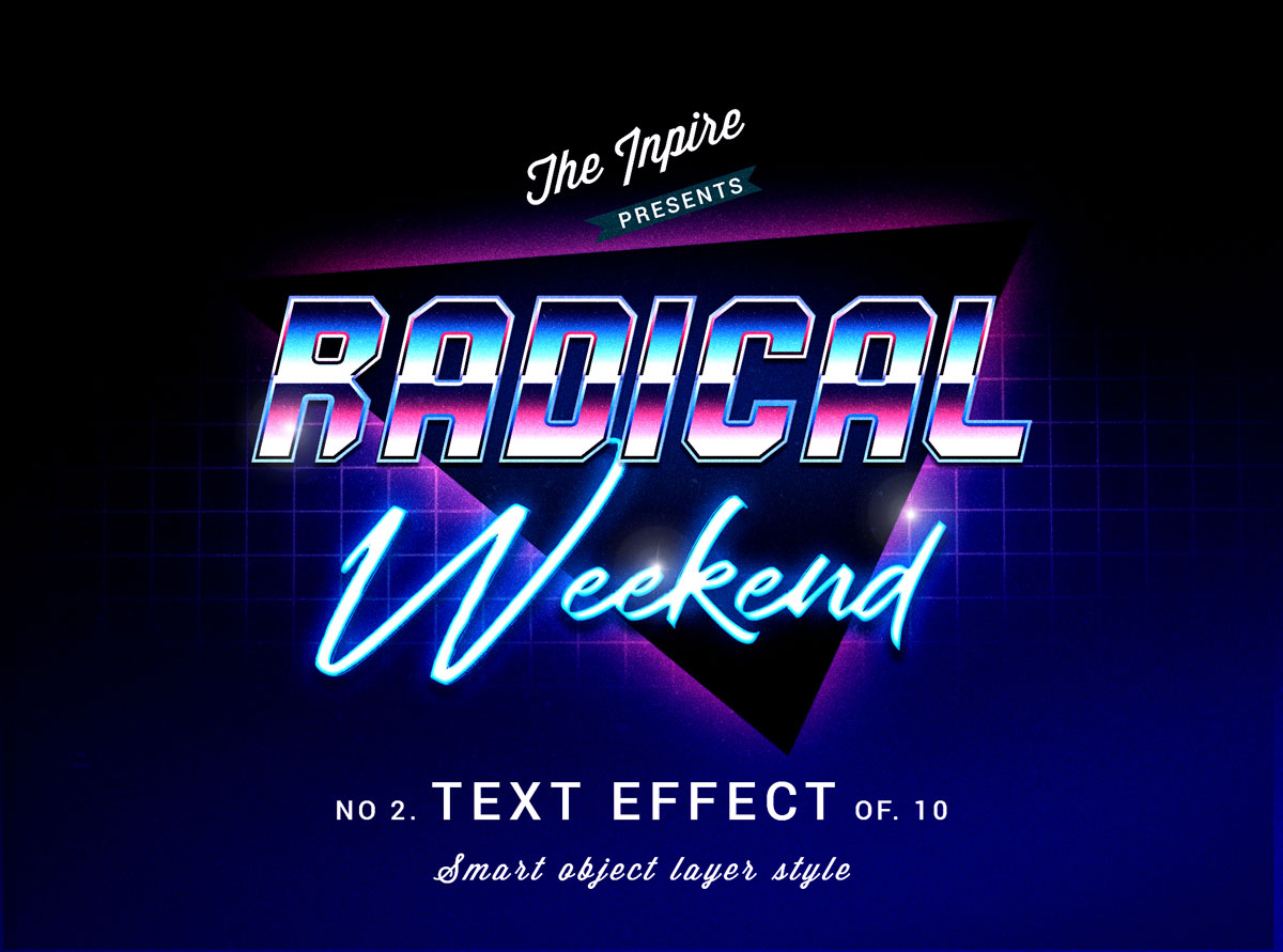 10款复古80年代蒸汽波海报标题Logo设计PS文本样式模板 80s Text Effects Bundle_img_2