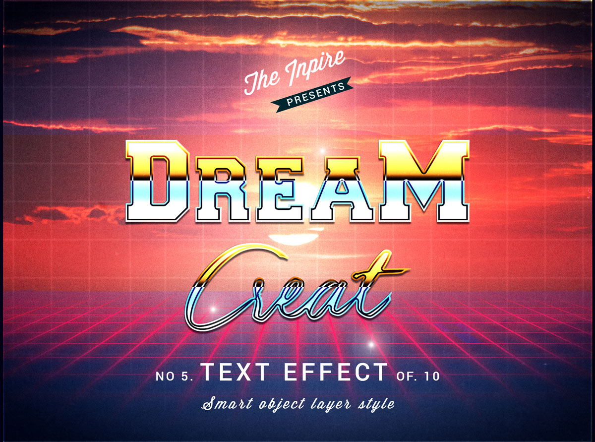 10款复古80年代蒸汽波海报标题Logo设计PS文本样式模板 80s Text Effects Bundle_img_2