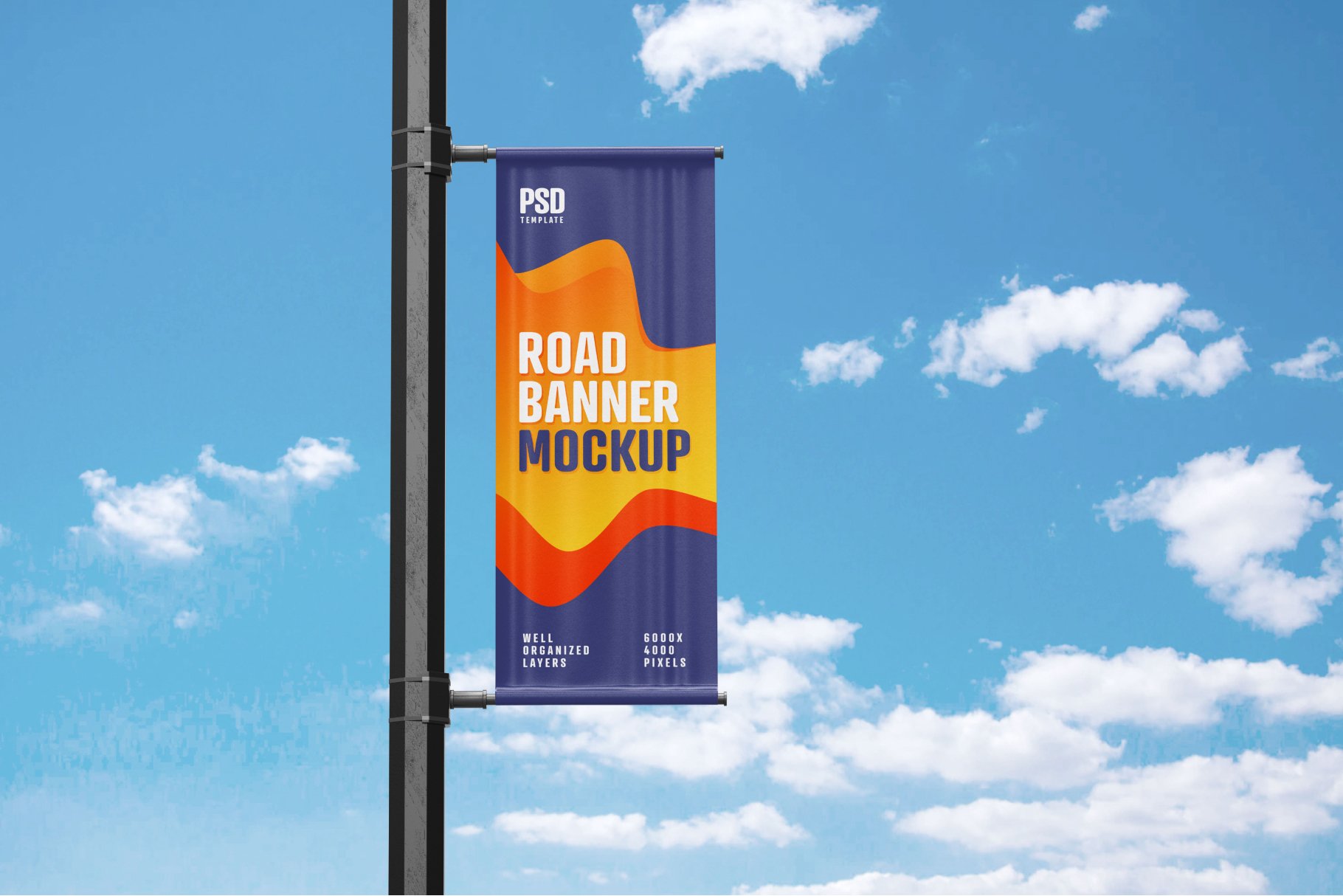 时尚街头路灯旗杆街旗横幅广告设计展示样机合集 Street Pole Banner Mockup Set_img_2