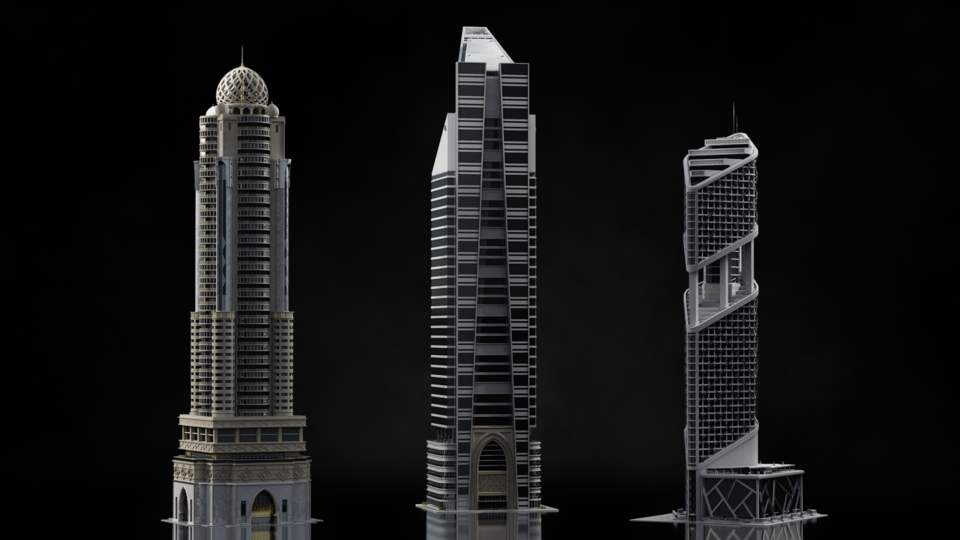 未来科幻中东风新迪拜摩天大楼城市街区建筑设计3D模型素材 Kitbash3D - Neo Dubai_img_2