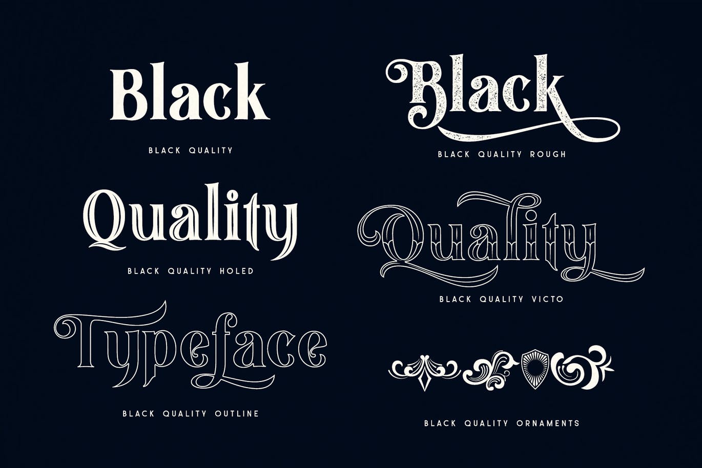 复古经典优雅花式Logo包装设计装饰英文字体素材 Black Quality Typeface_img_2