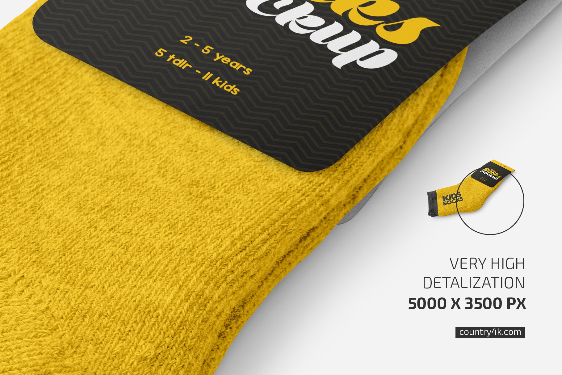 儿童袜子与标签设计展示贴图样机集 Kids Socks With Label Mockup Set_img_2