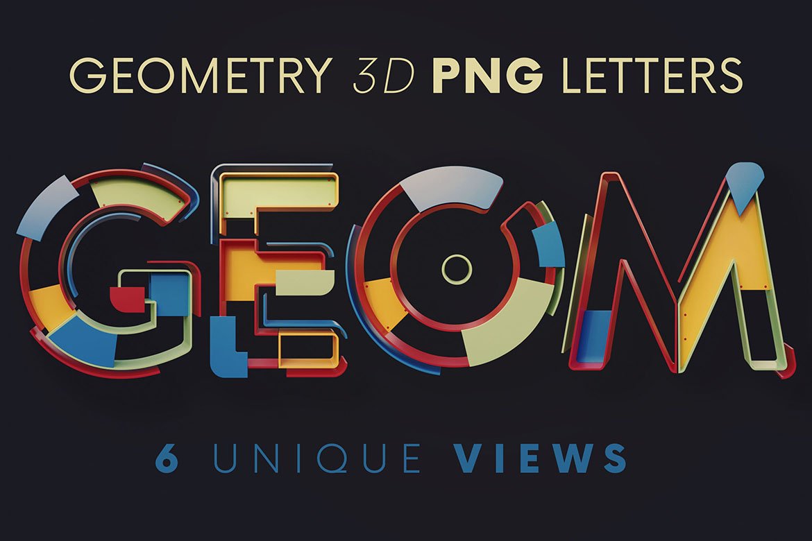 逼真未来派3D渲染字母数字PNG透明背景图片设计素材 Geometry - 3D Lettering_img_2