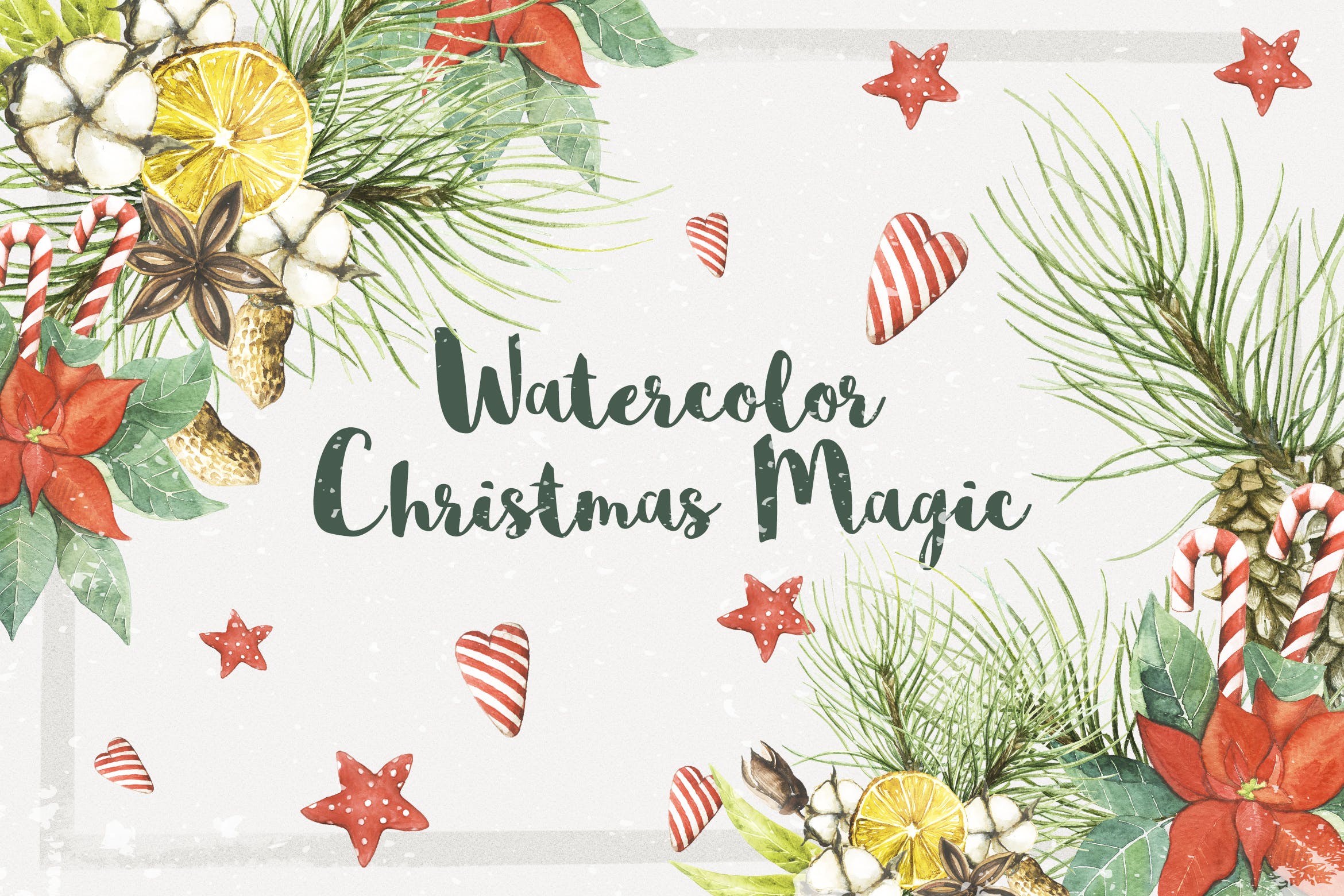 圣诞节主题手绘水彩画PNG图片设计素材 Watercolor Christmas Magic_img_2