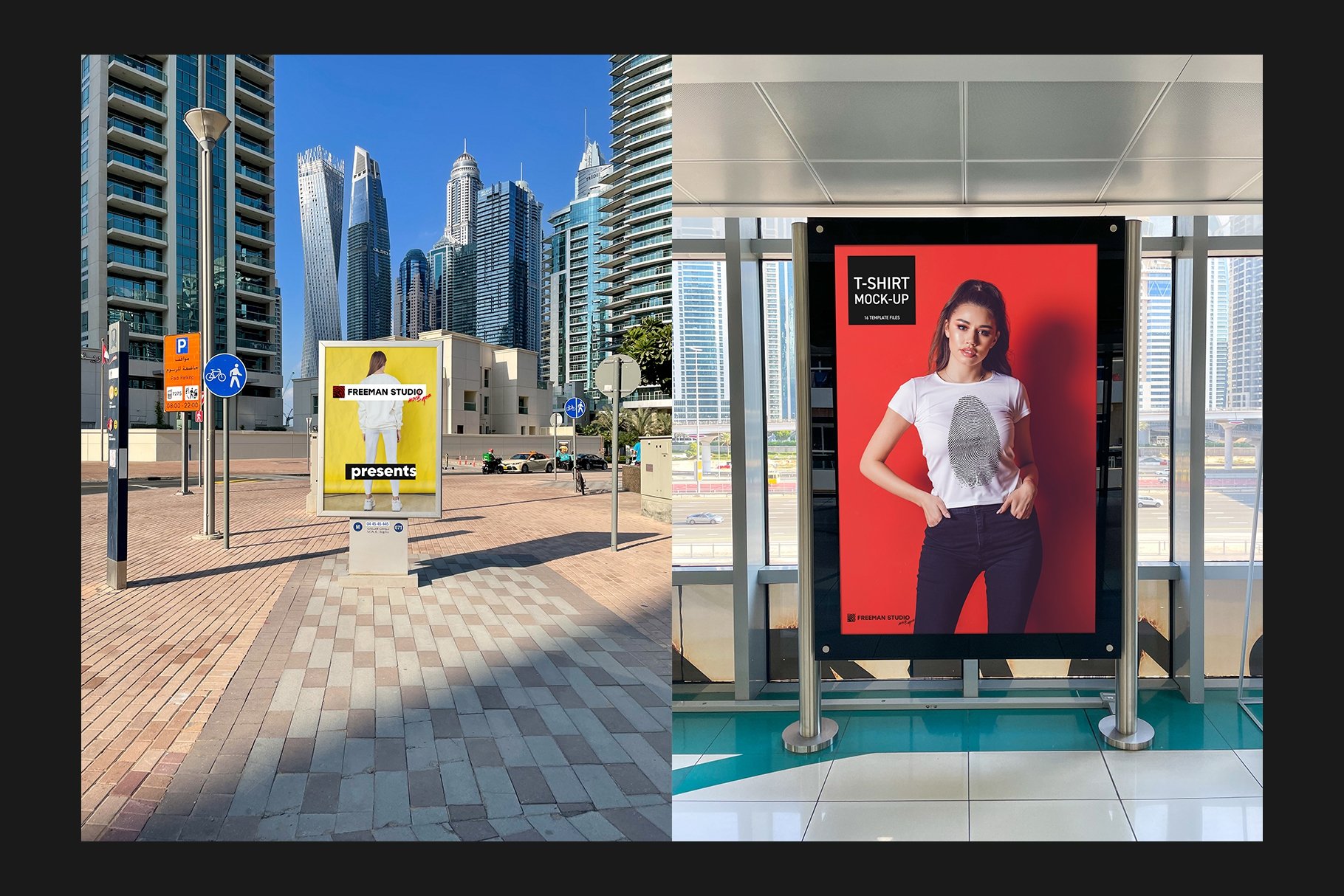 12个城市街头广告牌灯箱设计展示贴图样机 Dubai Billboards Mock-Up Set_img_2