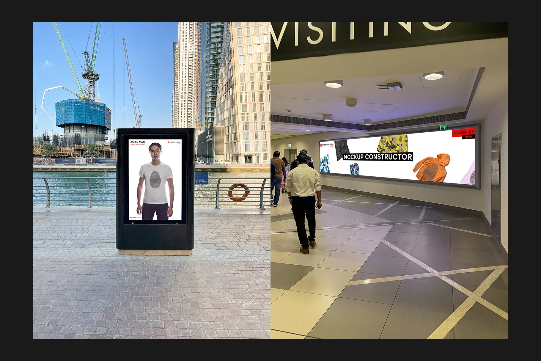 12个城市街头广告牌灯箱设计展示贴图样机 Dubai Billboards Mock-Up Set_img_2