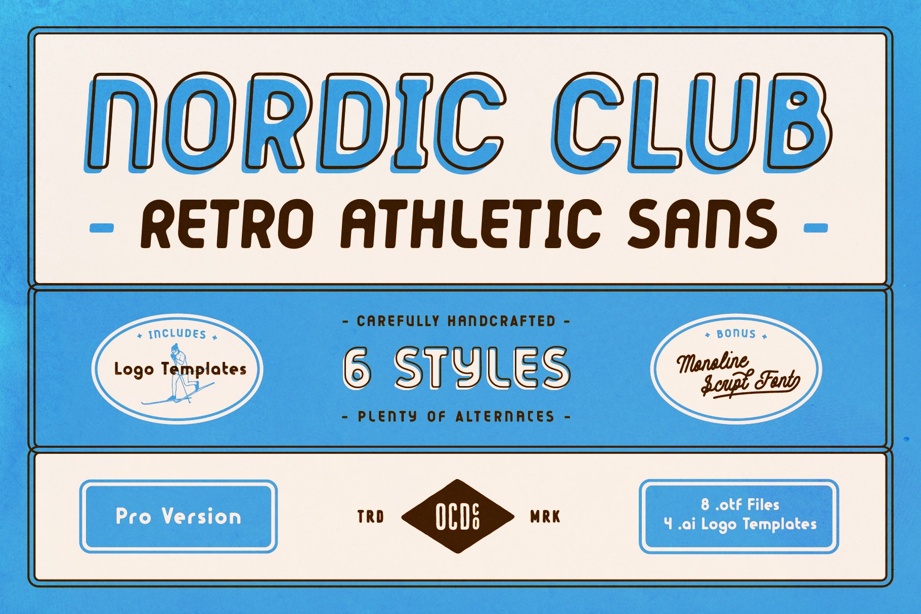 复古北欧风运动海报标题Logo无衬线英文字体设计素材 Nordic Club - Retro Athletic Sans_img_2