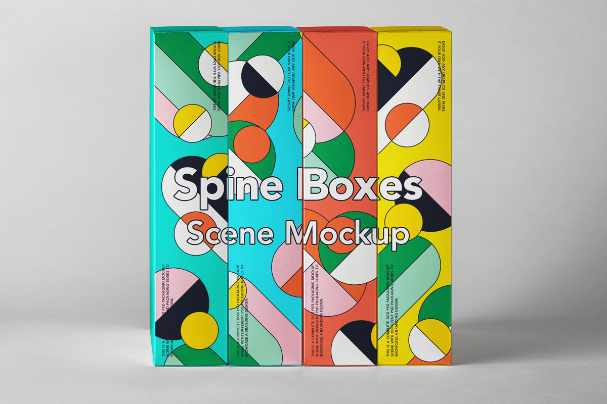 精美产品包装纸盒外观设计PSD样机合集 Spine Psd Boxes Packaging Mockup Set_img_2