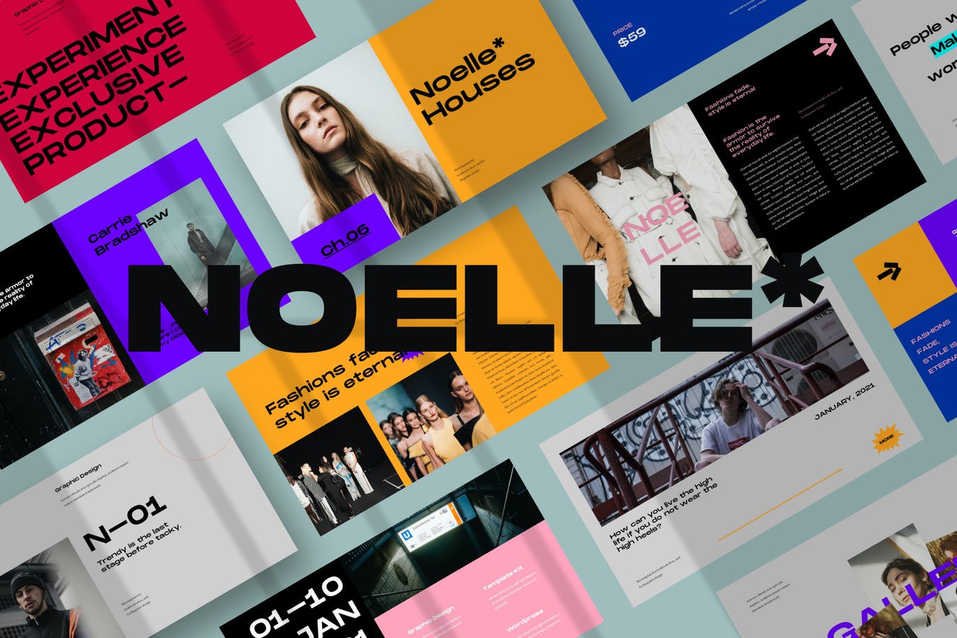 潮流炫彩服装作品集演示文稿设计模板 Noelle Powerpoint Template_img_2