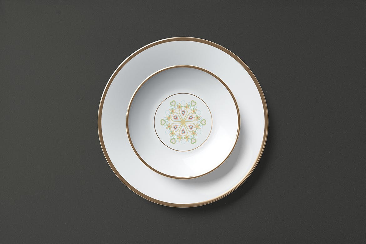 时尚餐具品牌磁盘设计展示贴图样机 Plate Mockup_img_2