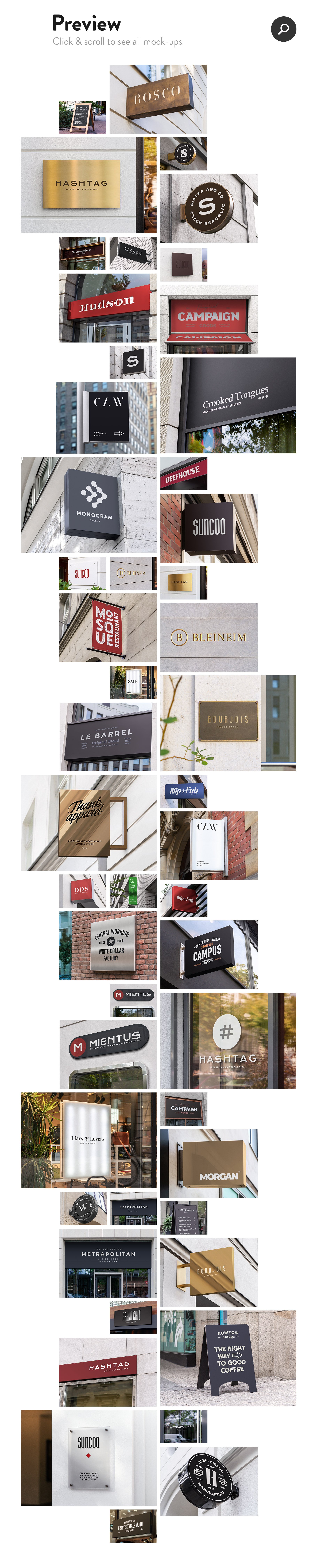 50个街头门店招牌标牌徽标Logo设计贴图PSD样机套装 Sign Facade Logo Mockup Bundle 2_img_2